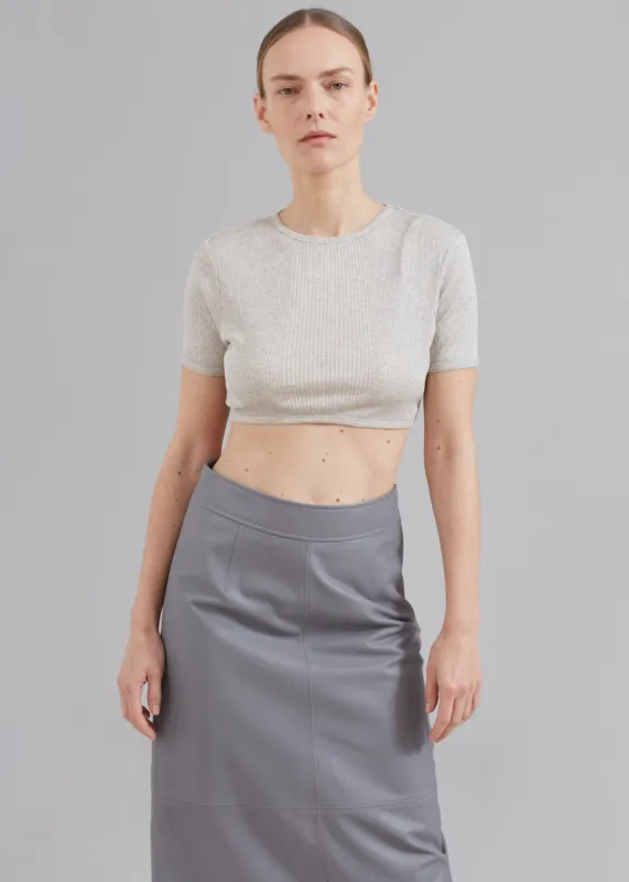 Loulou Studio Adas Cropped Top - Grey Melange sold by Frankie Shop