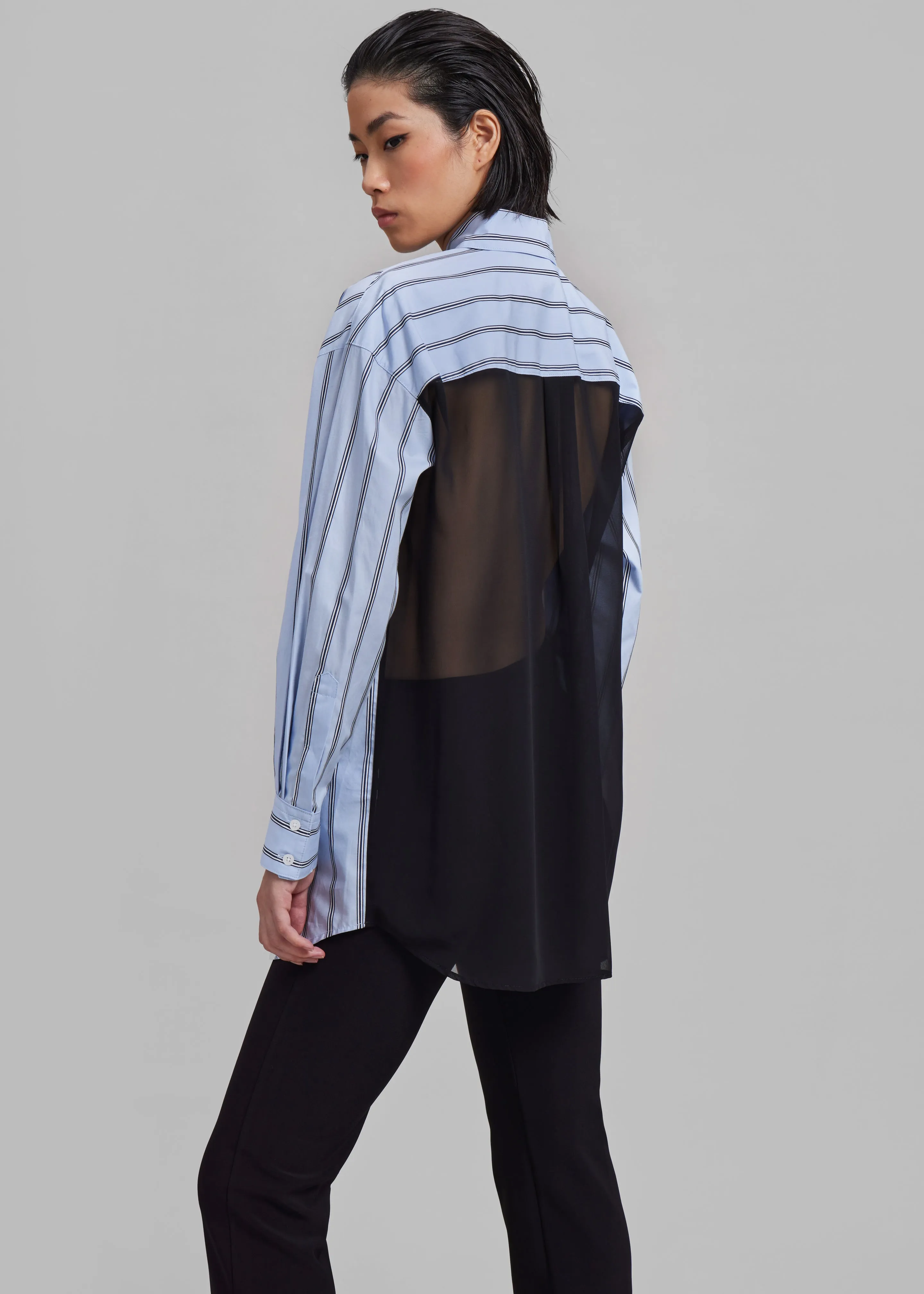 Puppets And Puppets Cronenberg Oversized Striped Button Down Shirt - Blue Stripe sold by Frankie Shop