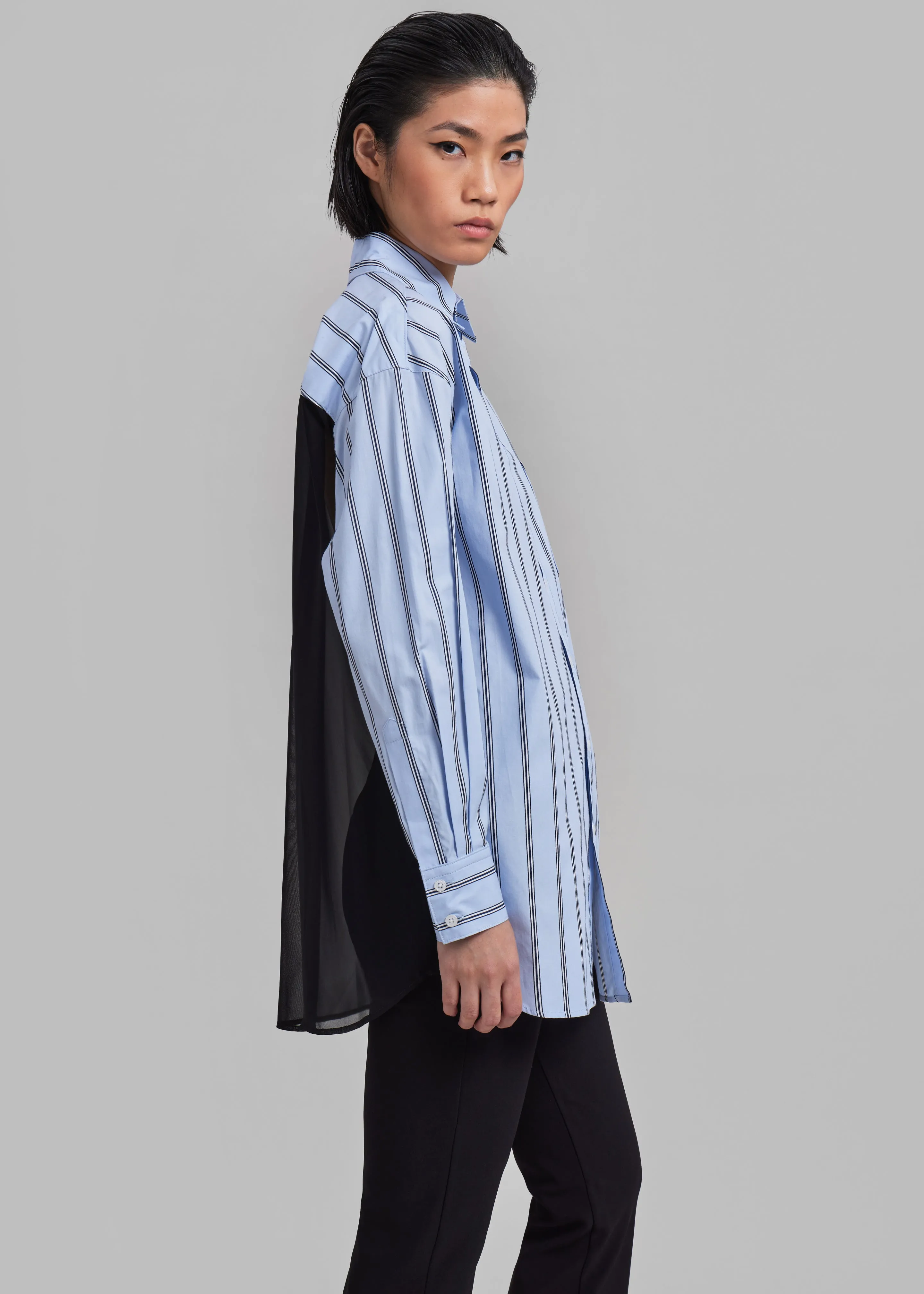 Puppets And Puppets Cronenberg Oversized Striped Button Down Shirt - Blue Stripe sold by Frankie Shop product image thumbnail 2