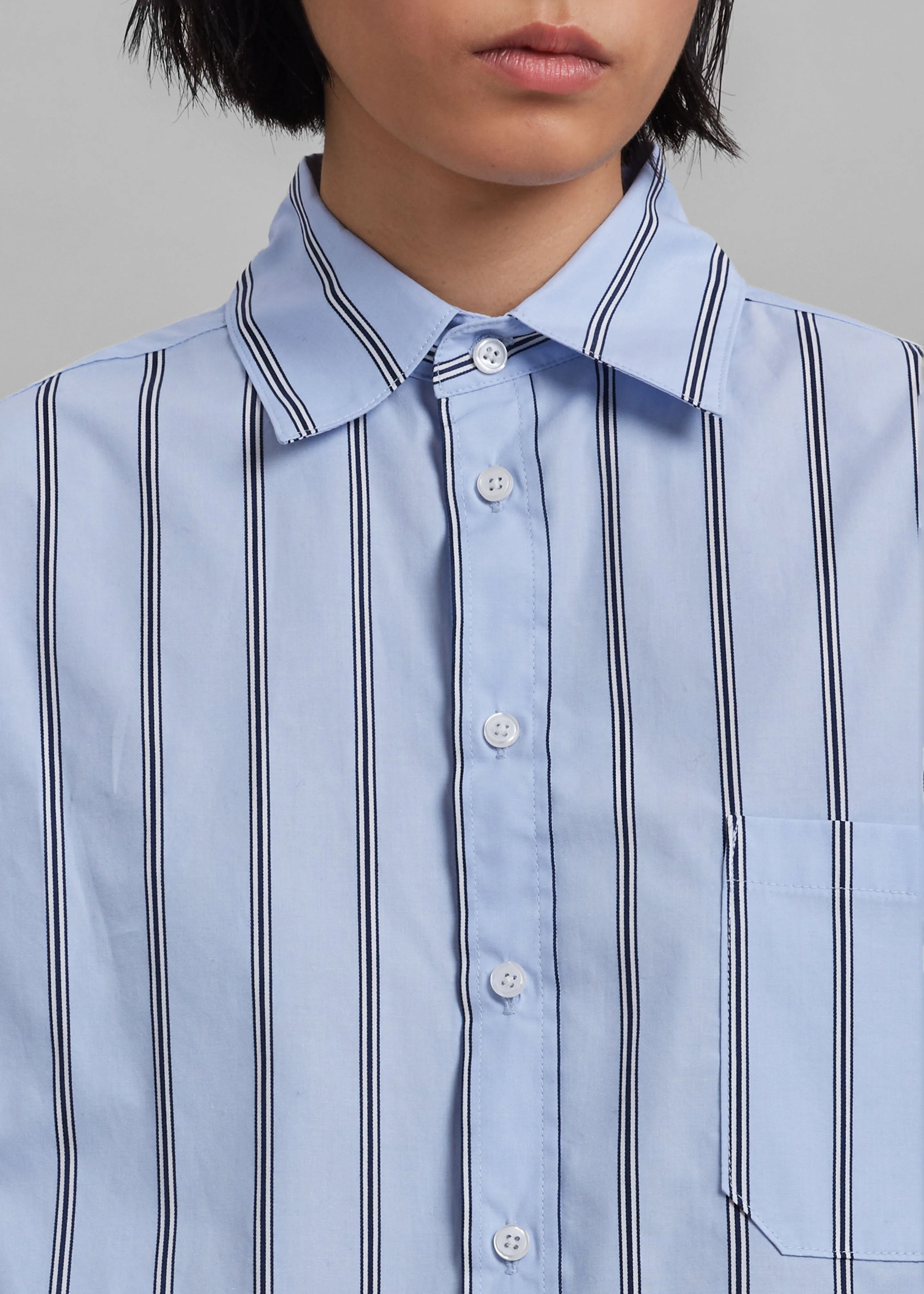 Puppets And Puppets Cronenberg Oversized Striped Button Down Shirt - Blue Stripe sold by Frankie Shop product image thumbnail 5