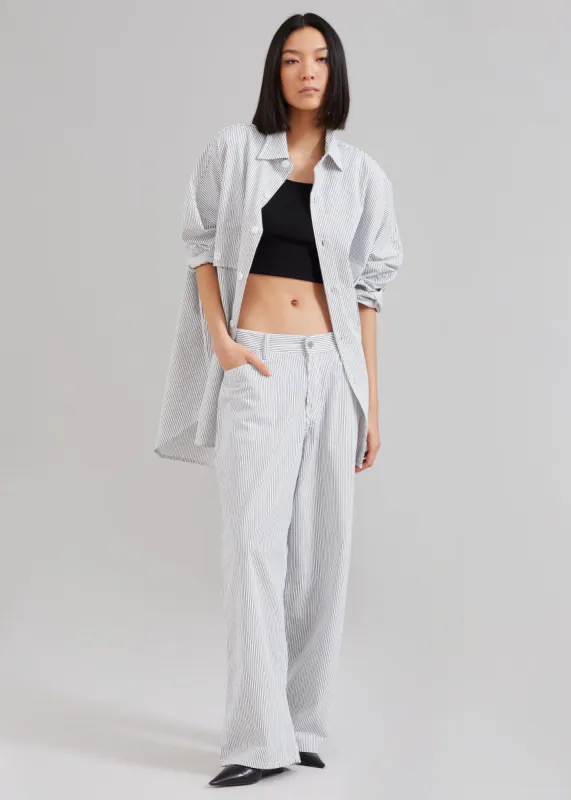 Kaline White Pants - Navy Stripe sold by Frankie Shop