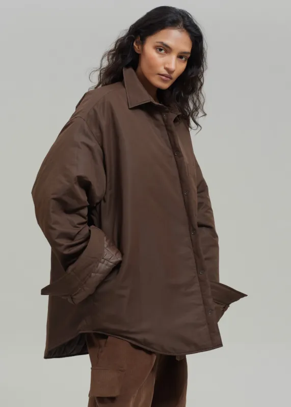 Dean Padded Shirt Jacket - Brown sold by Frankie Shop