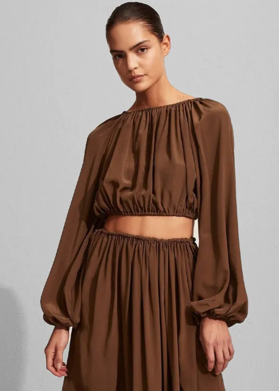 Matteau Voluminous Cropped Blouse - Pecan made by Matteau