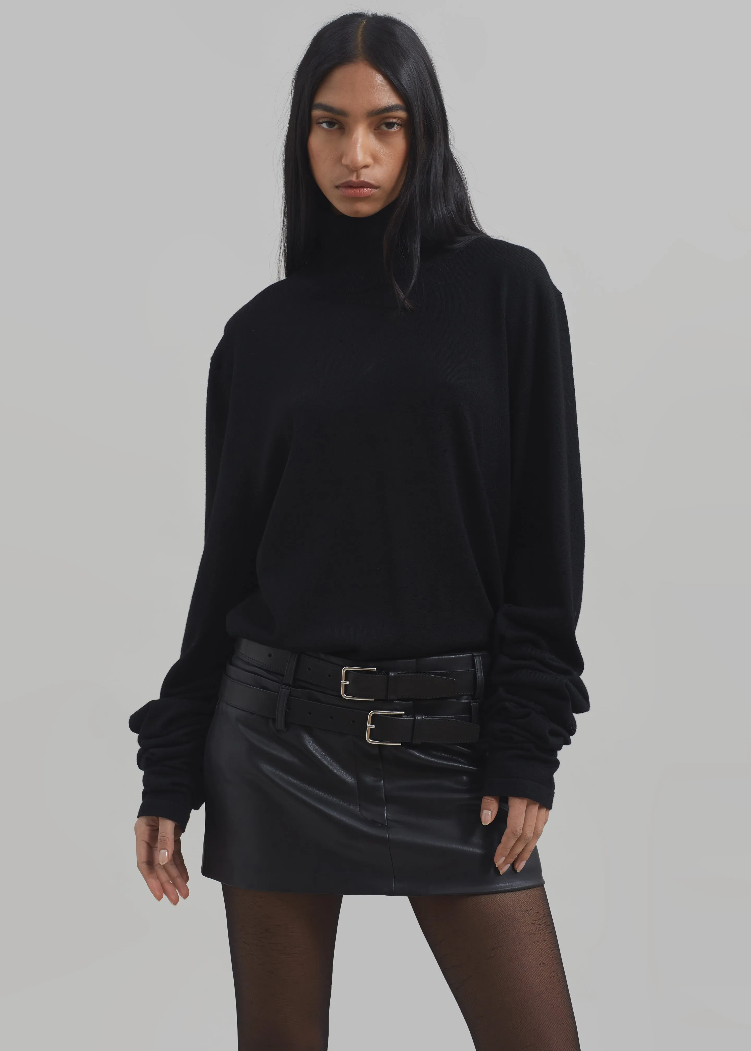 Lola Faux Leather Mini Skirt - Black sold by Frankie Shop product image thumbnail 3