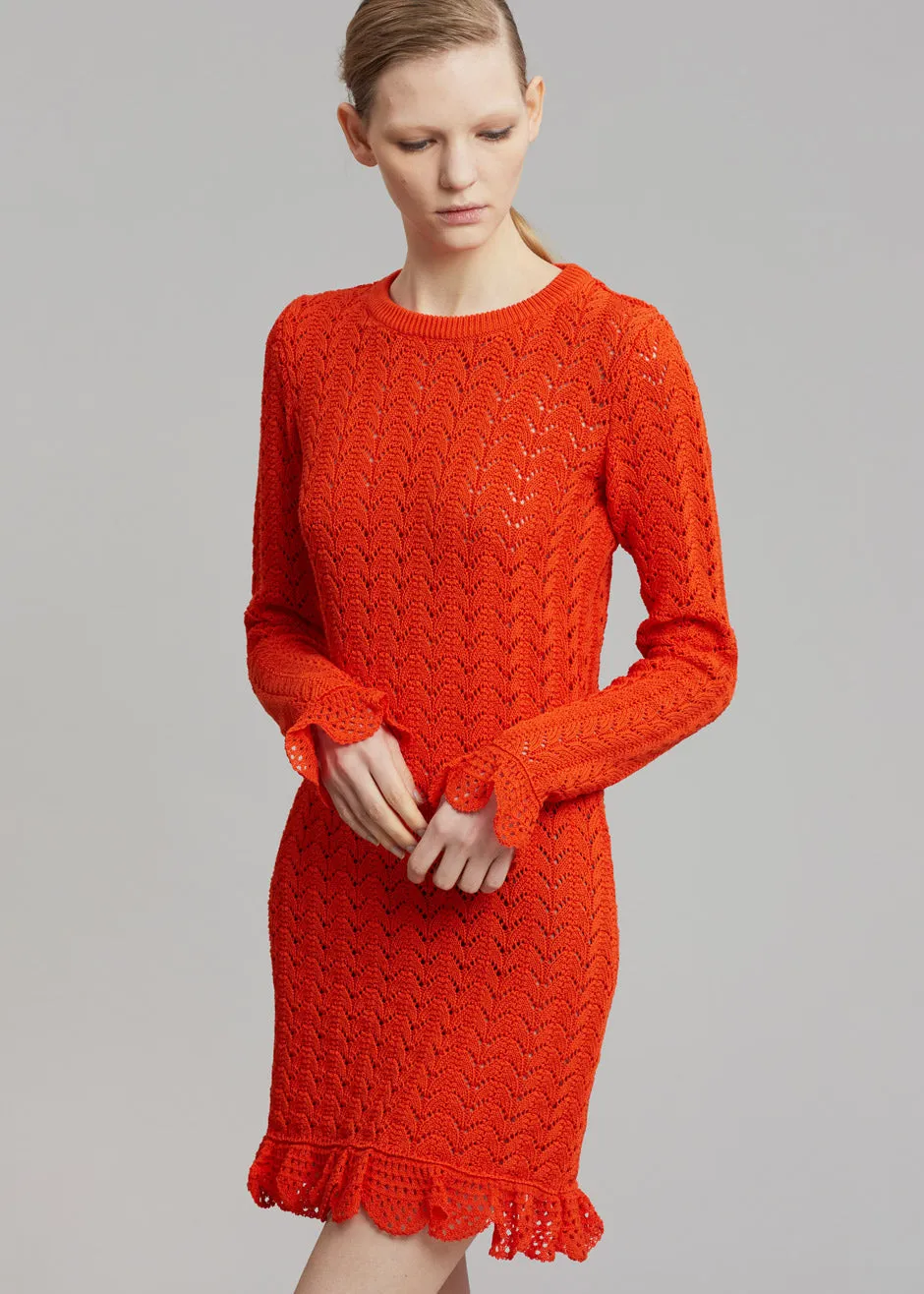 JW Anderson Frill Long Sleeve Crochet Dress - Orange sold by Frankie Shop product image thumbnail 5