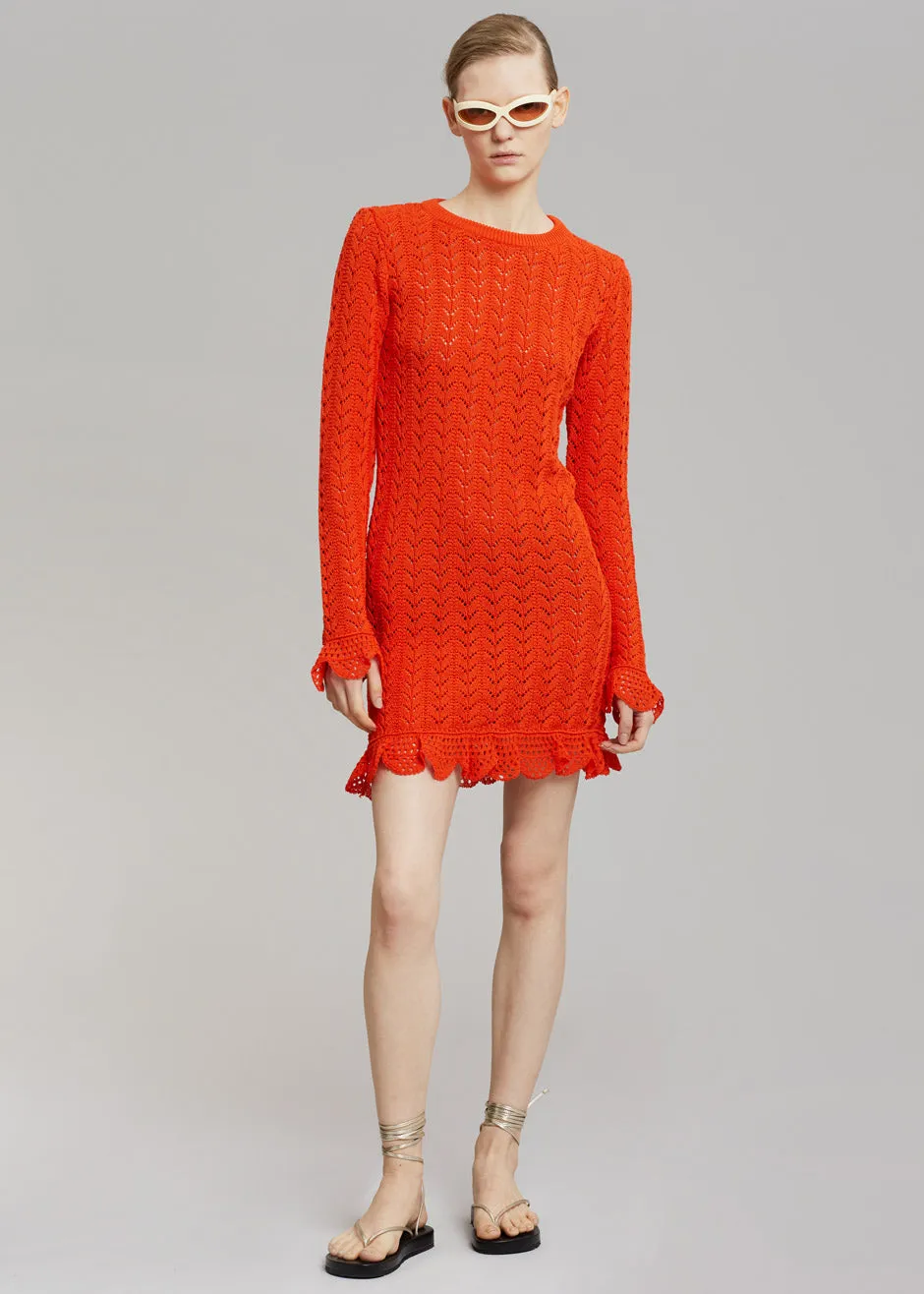 JW Anderson Frill Long Sleeve Crochet Dress - Orange sold by Frankie Shop product image thumbnail 2