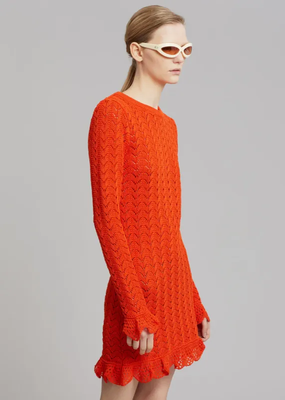 JW Anderson Frill Long Sleeve Crochet Dress - Orange sold by Frankie Shop