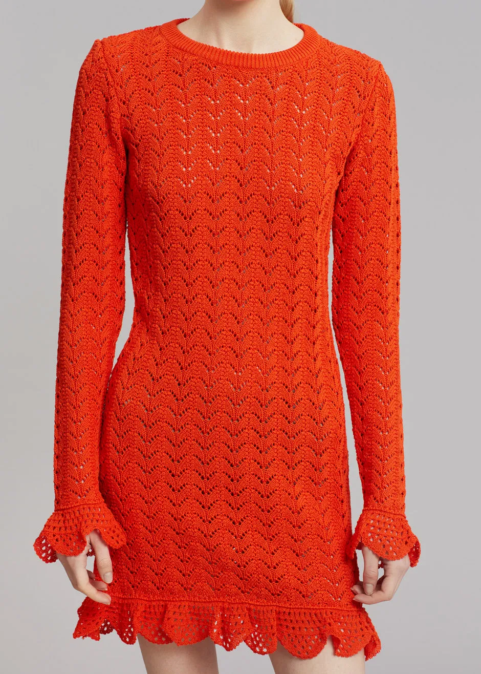 JW Anderson Frill Long Sleeve Crochet Dress - Orange sold by Frankie Shop product image thumbnail 3