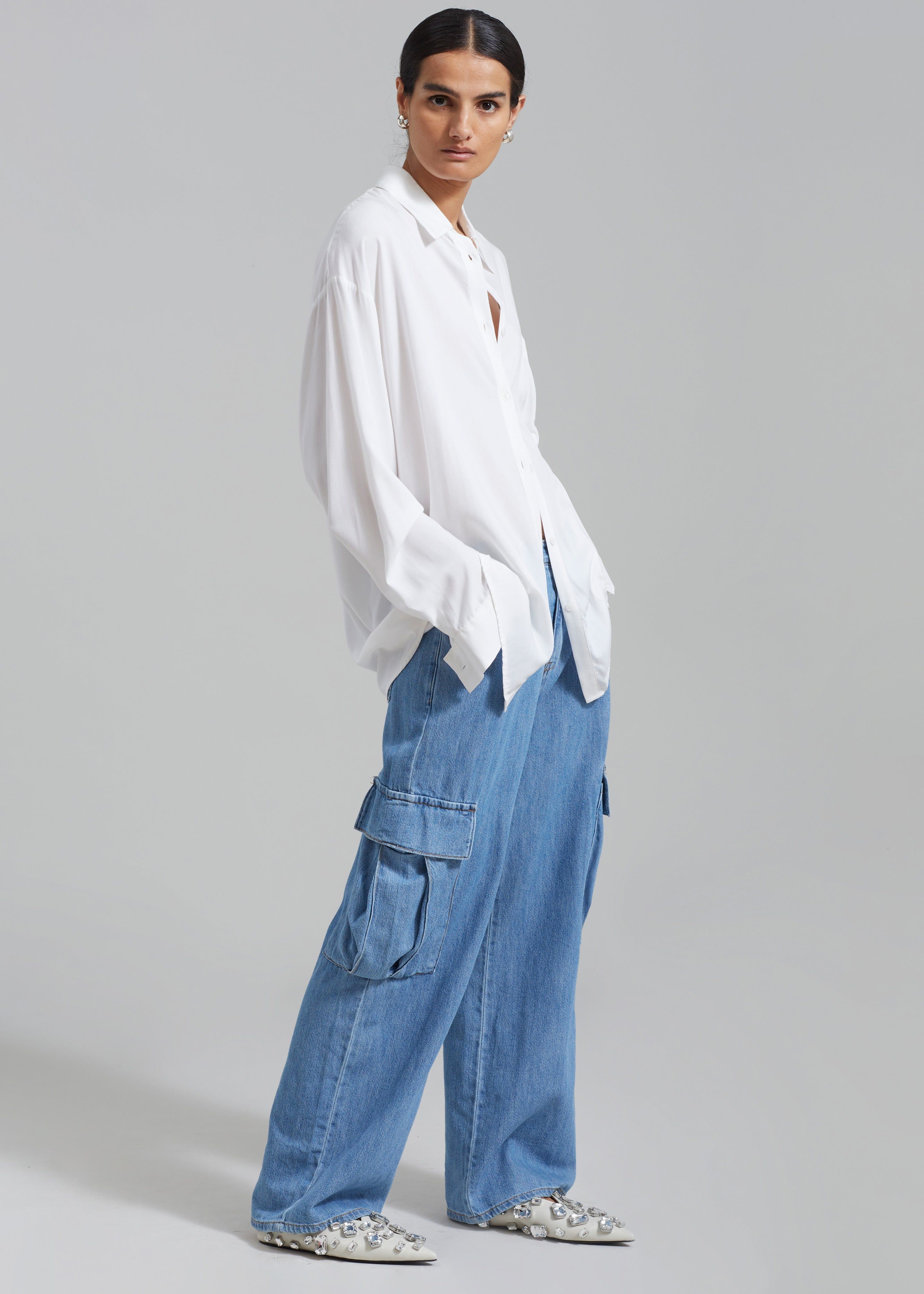 Tatum Cargo Jeans - Medium Wash sold by Frankie Shop