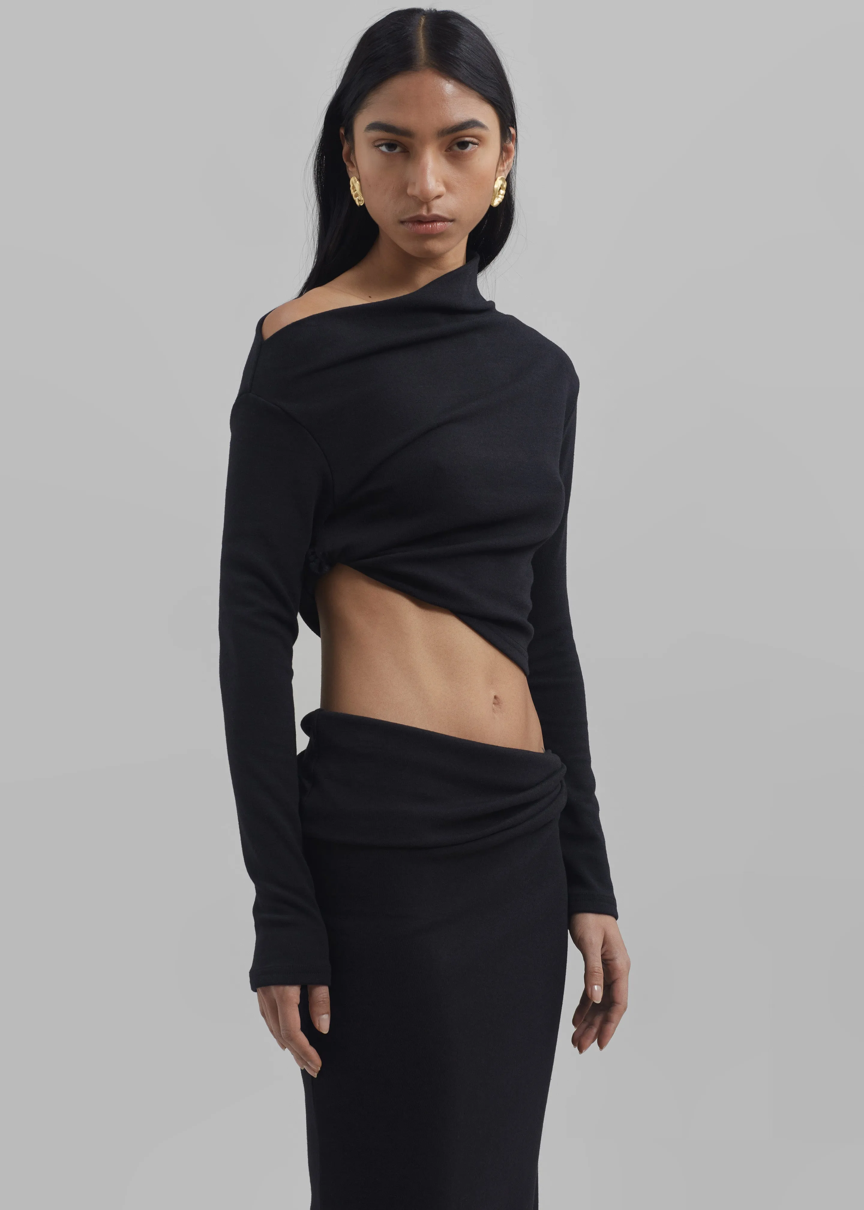 Margot Asymmetric Top - Black sold by Frankie Shop