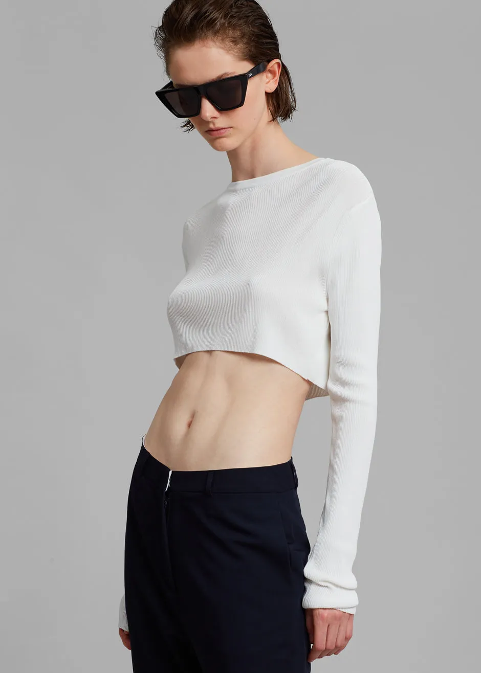 Kaz Cropped Knit Top - White sold by Frankie Shop