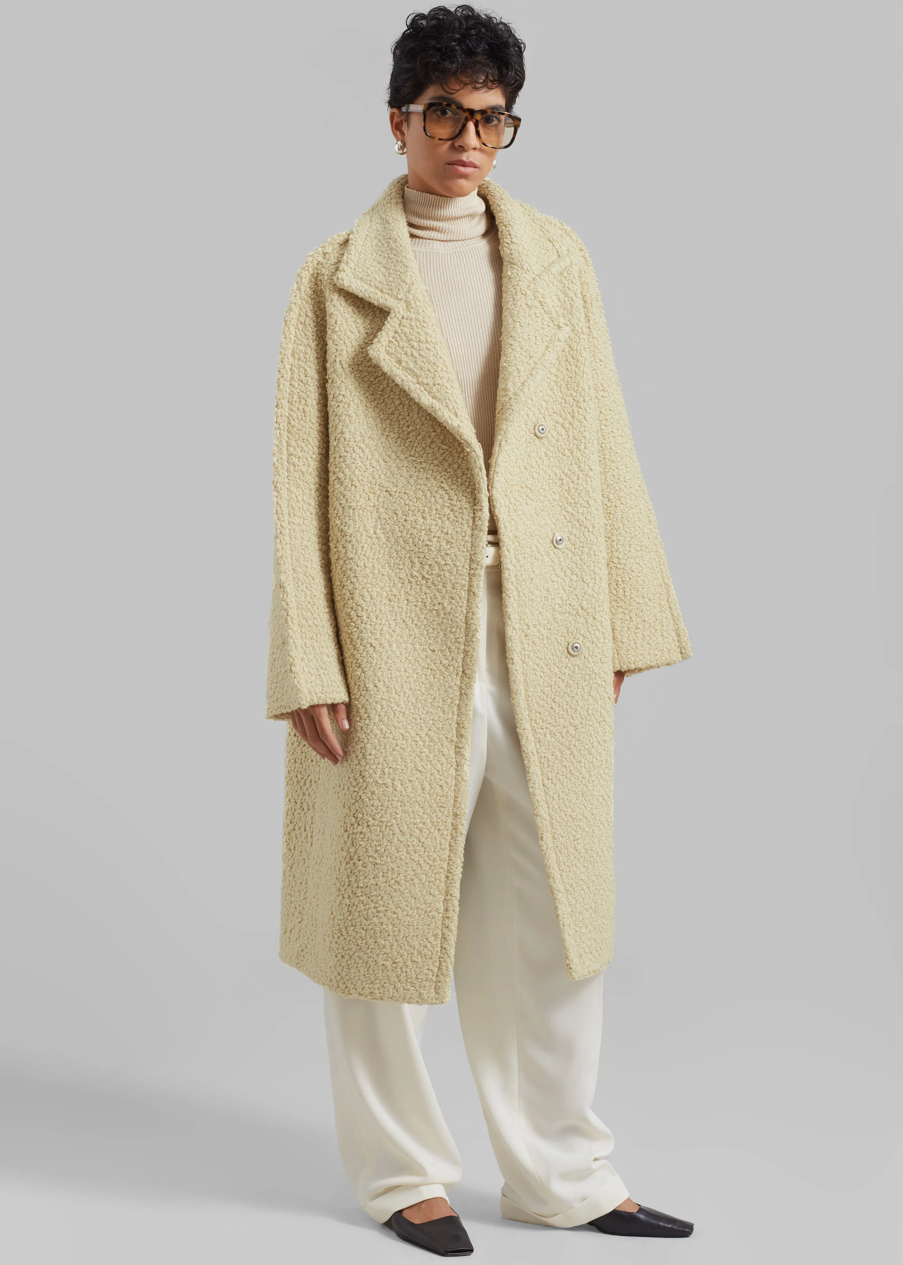 Bevza Buckled Wool Coat - Sand Beige sold by Frankie Shop