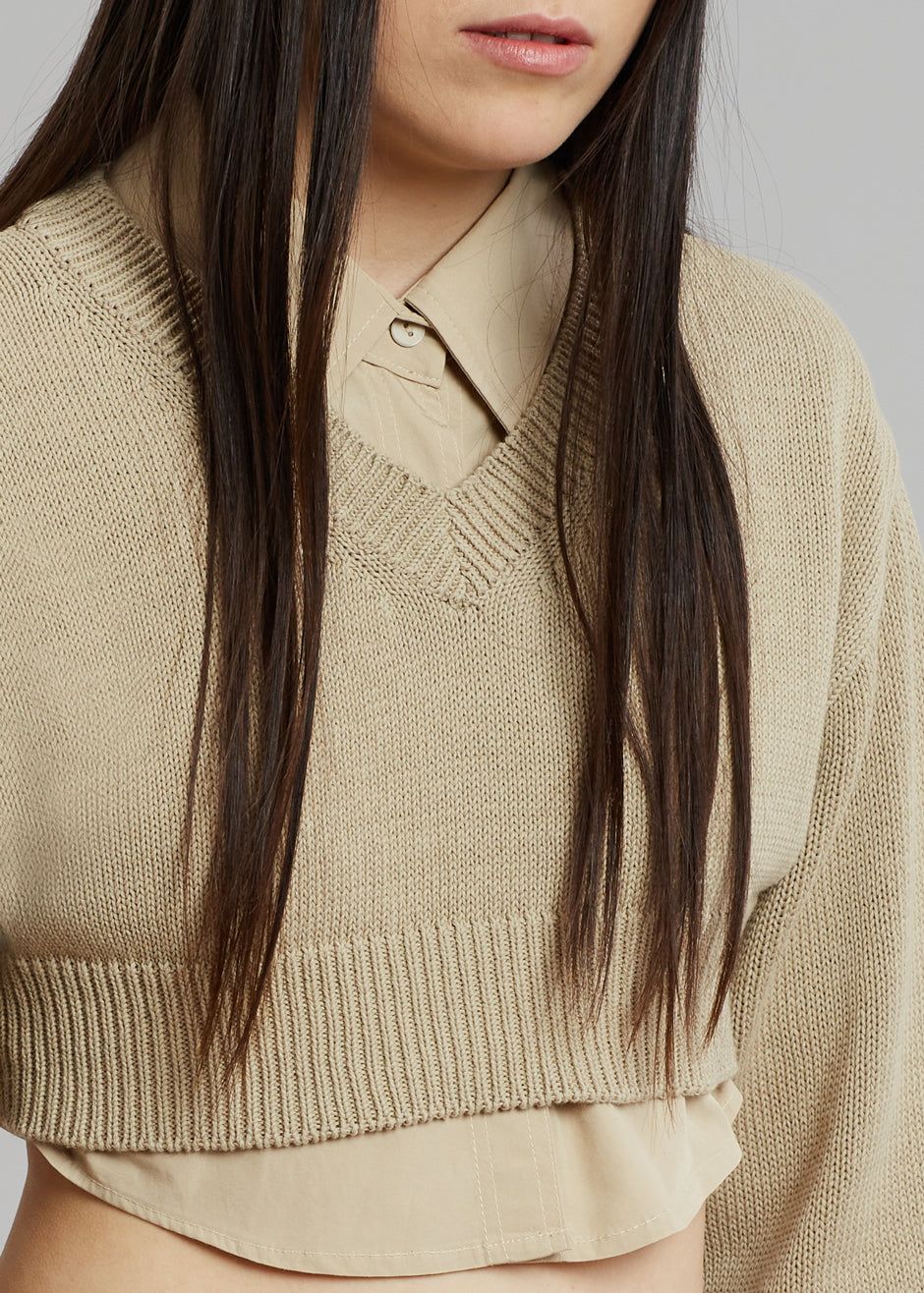 Titou Cropped Sweater - Taupe sold by Frankie Shop product image thumbnail 5