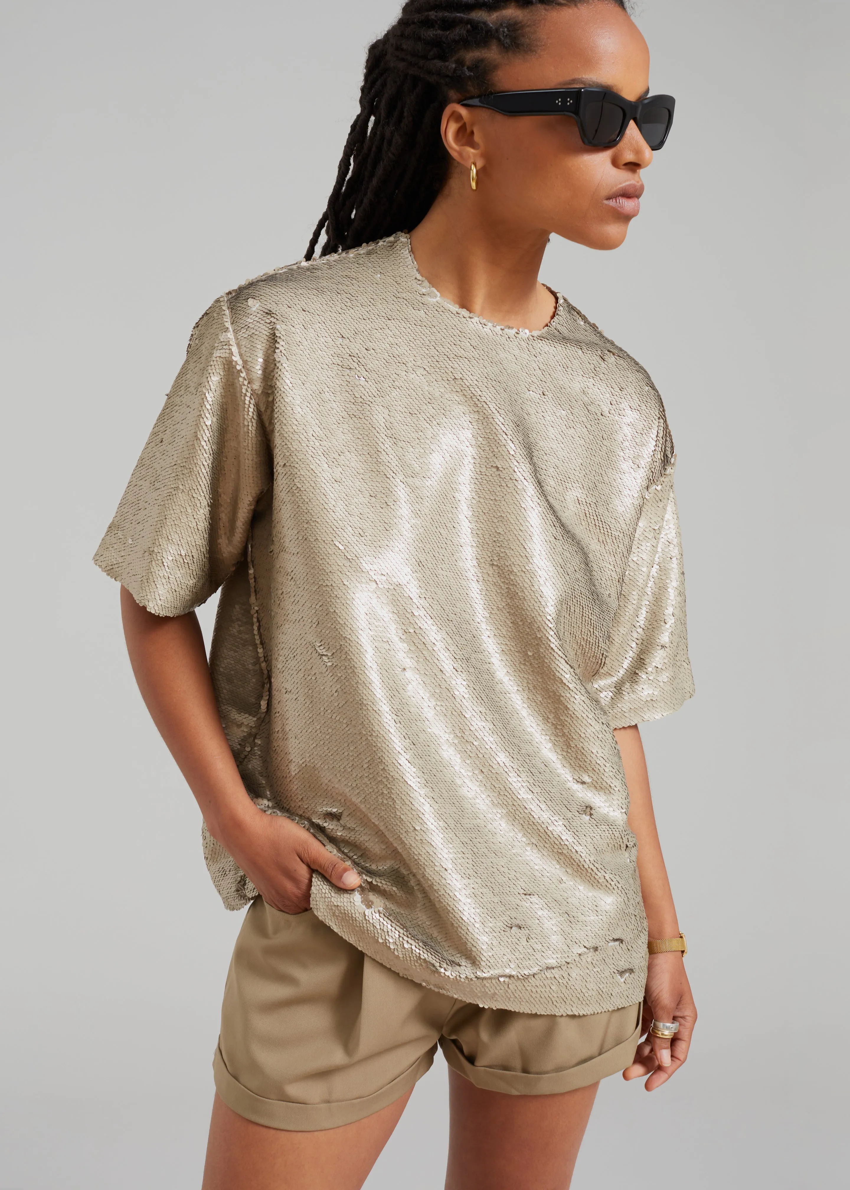 Jones Boxy Sequins Tee - Bronze sold by Frankie Shop product image thumbnail 5