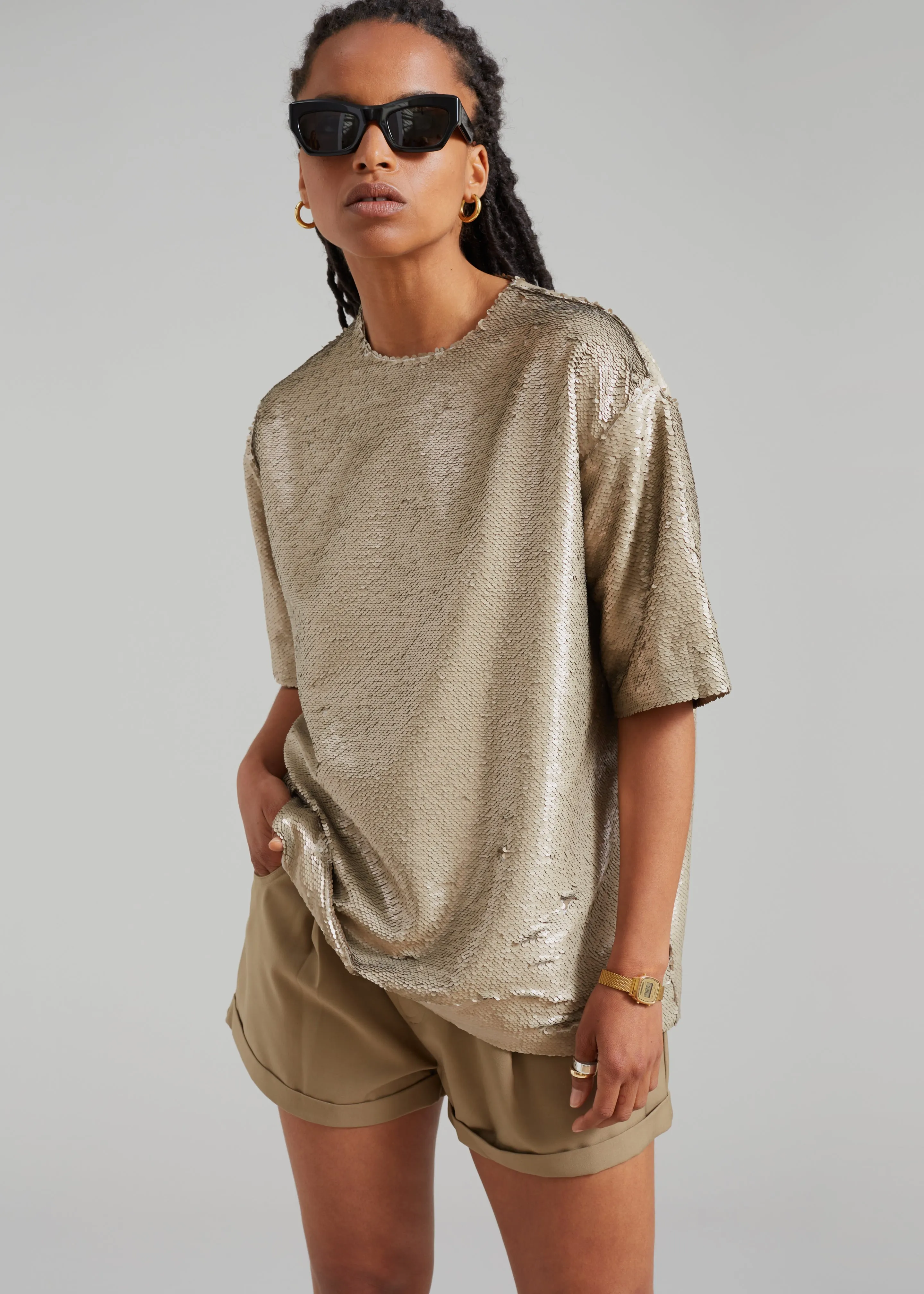 Jones Boxy Sequins Tee - Bronze sold by Frankie Shop product image thumbnail 2