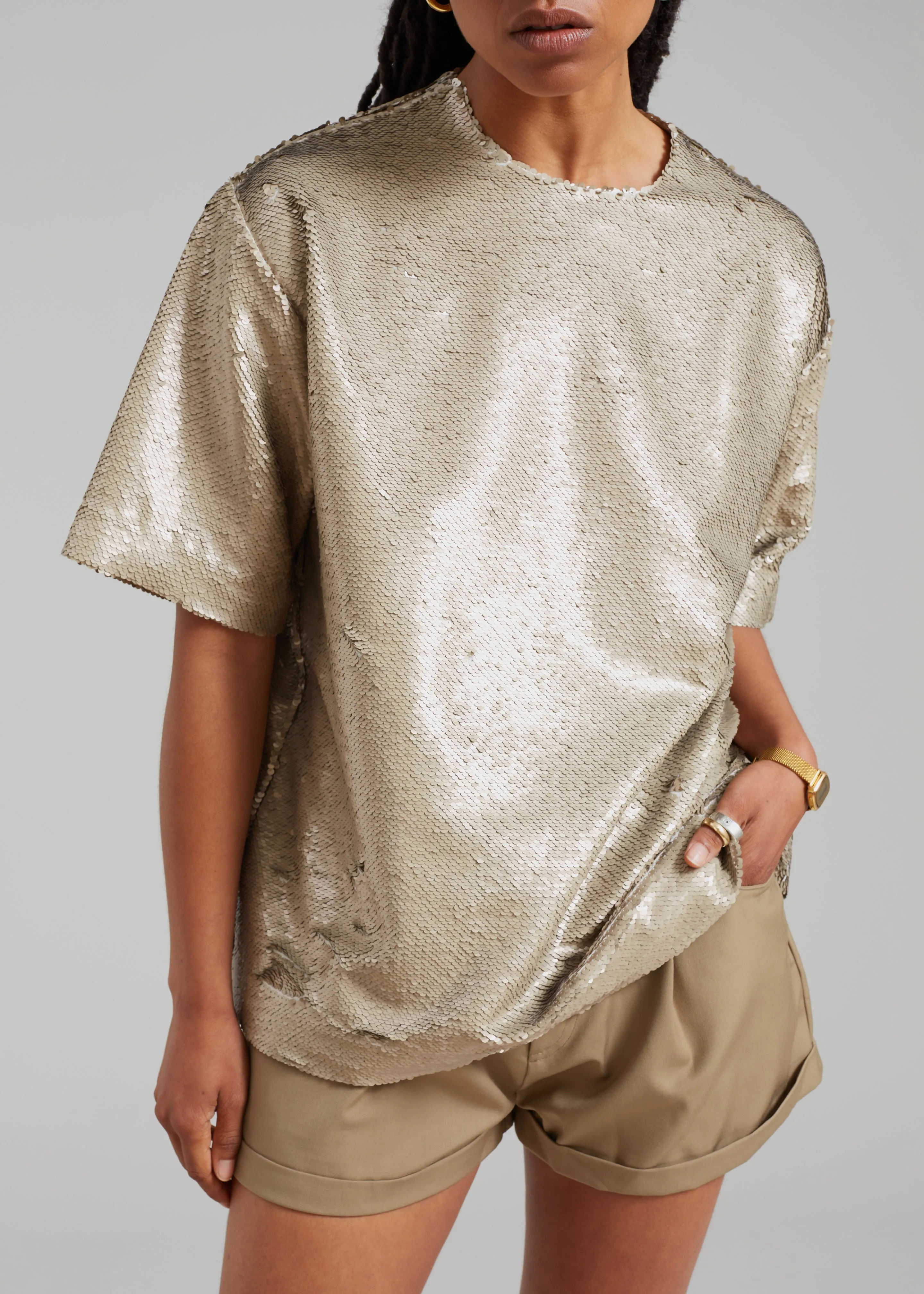 Jones Boxy Sequins Tee - Bronze sold by Frankie Shop product image thumbnail 4