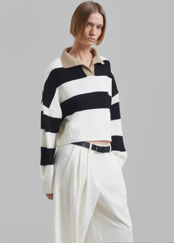 Andrew Sweater - White/Black Stripe sold by Frankie Shop
