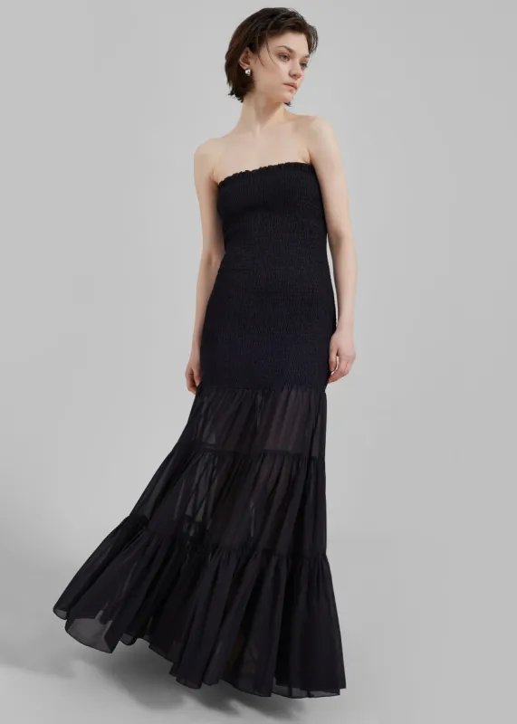 Rotate Chiffon Strapless Dress - Black sold by Frankie Shop