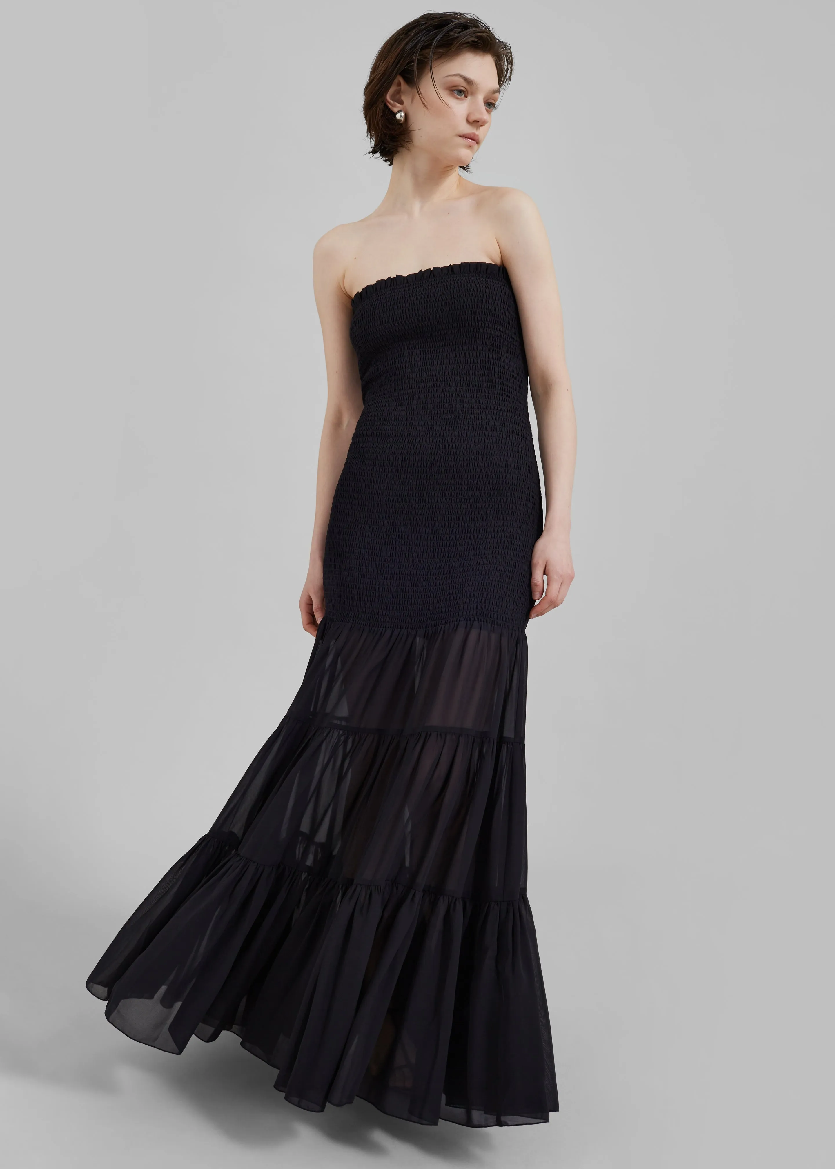 Rotate Chiffon Strapless Dress - Black sold by Frankie Shop