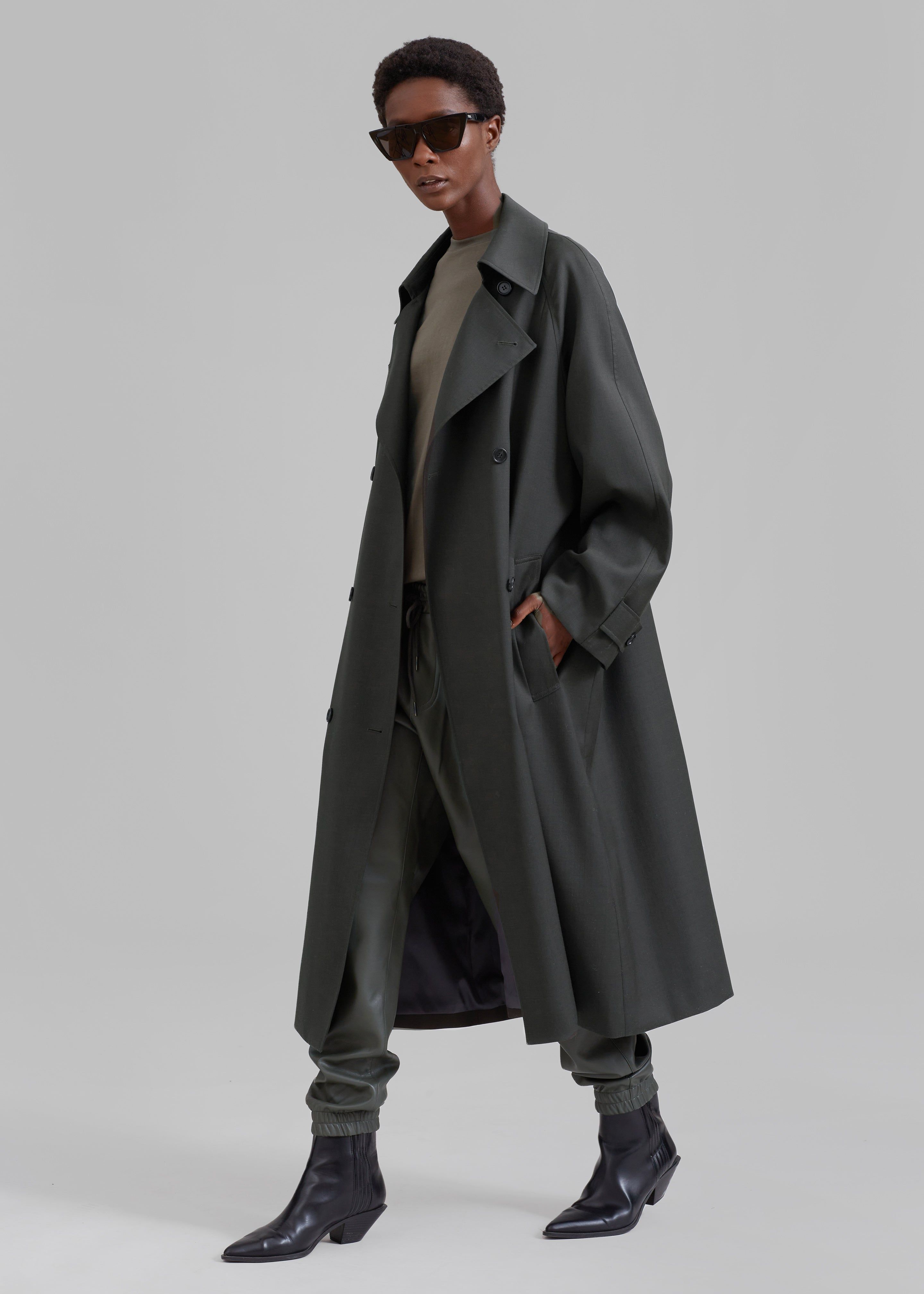 Willow Trench Coat - Dark Olive sold by Frankie Shop