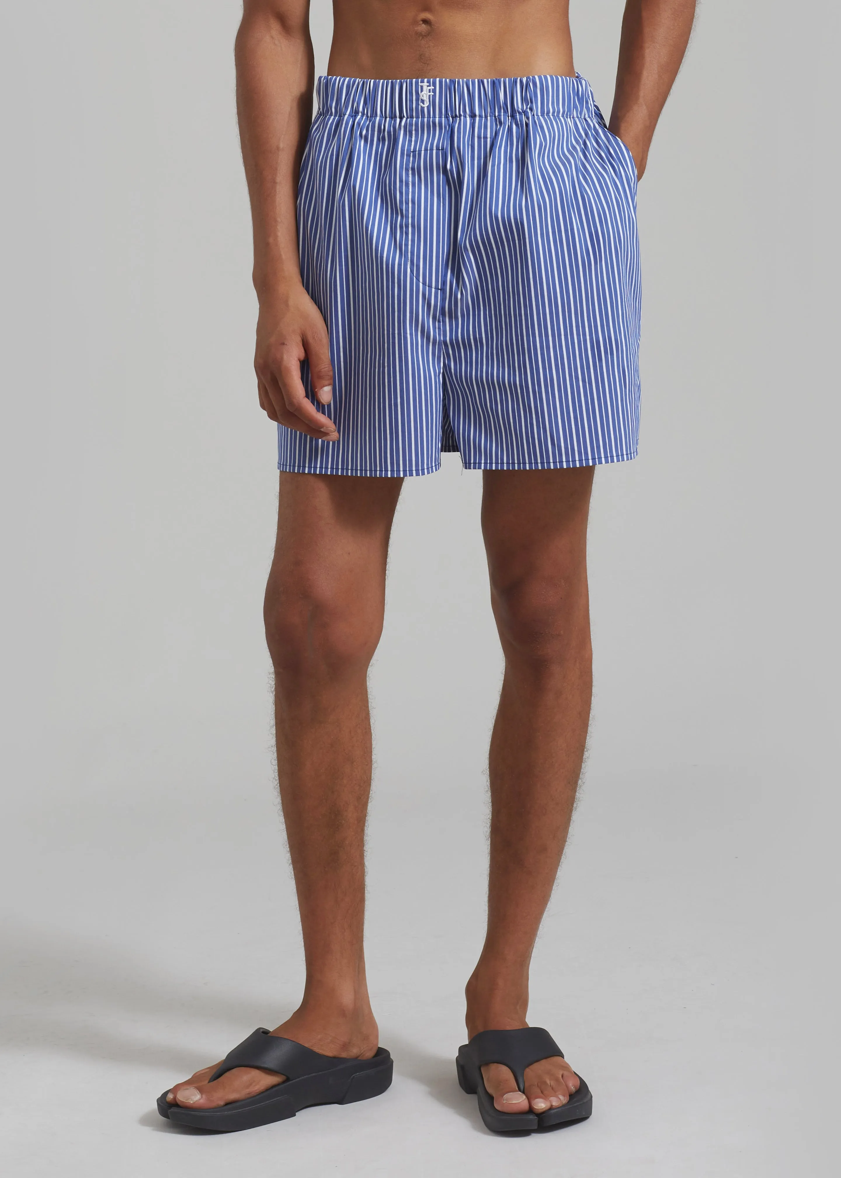 Cole Cotton Boxer Shorts - Blue Multi Stripe sold by Frankie Shop product image thumbnail 3