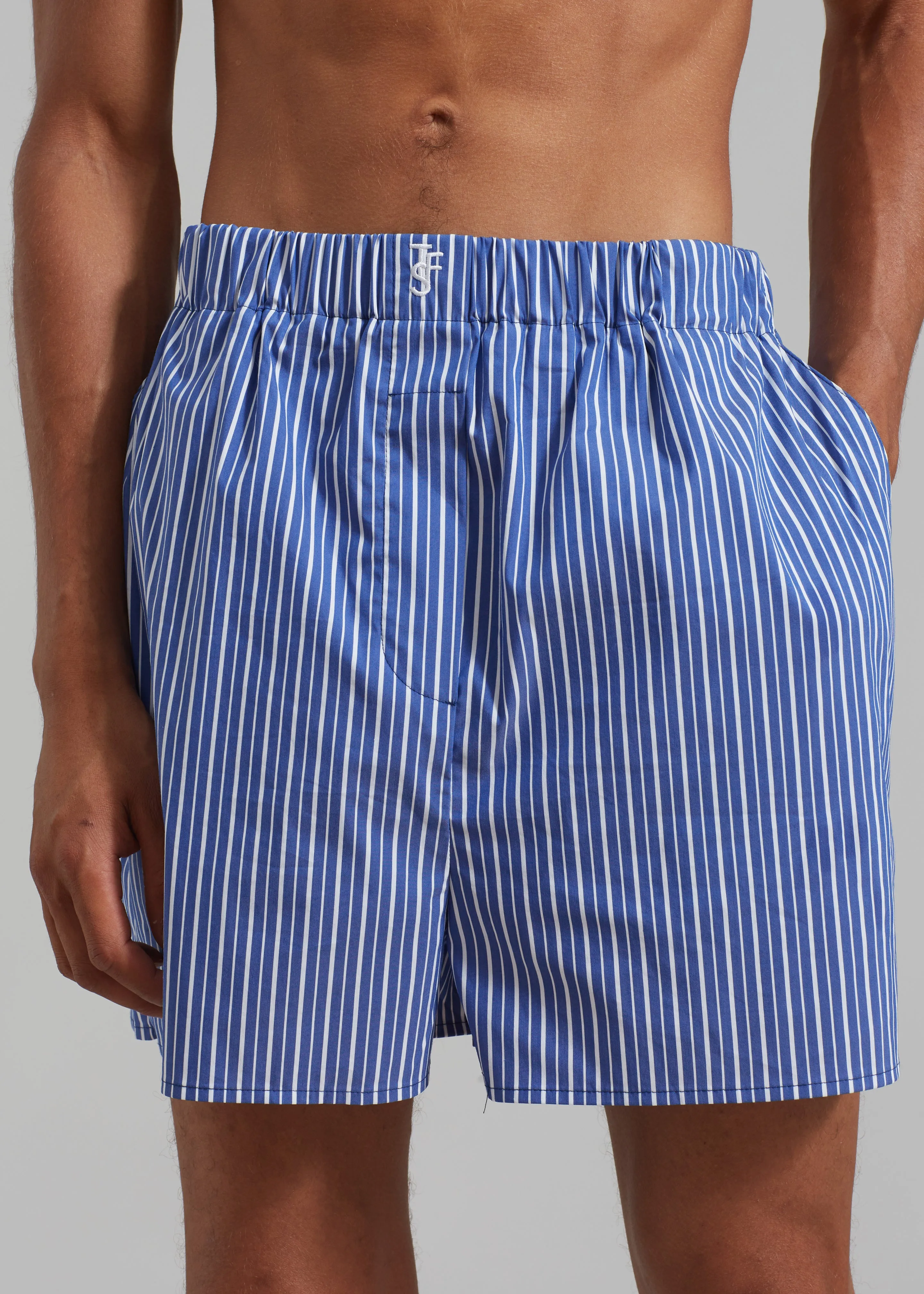 Cole Cotton Boxer Shorts - Blue Multi Stripe sold by Frankie Shop product image thumbnail 5