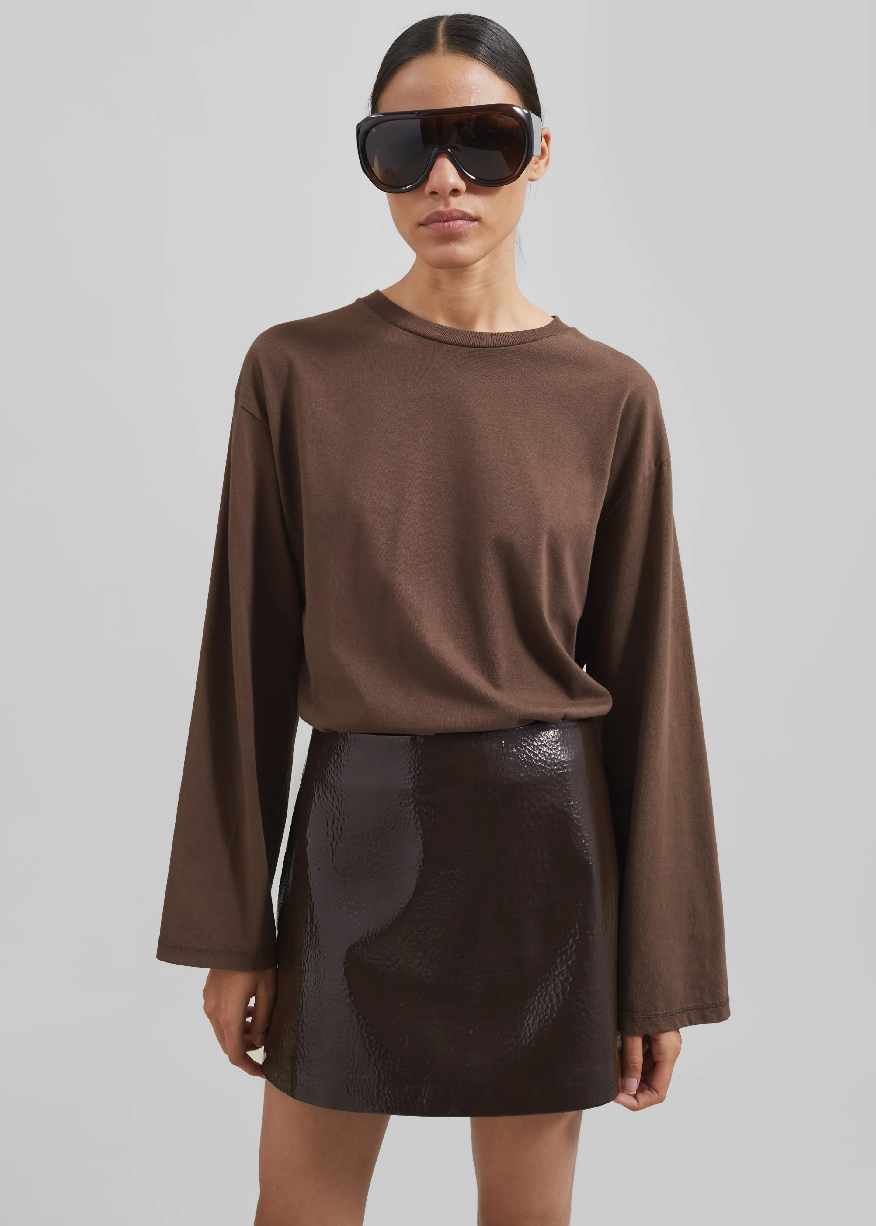 Mary Crackled Faux Leather Mini Skirt - Brown sold by Frankie Shop product image thumbnail 4