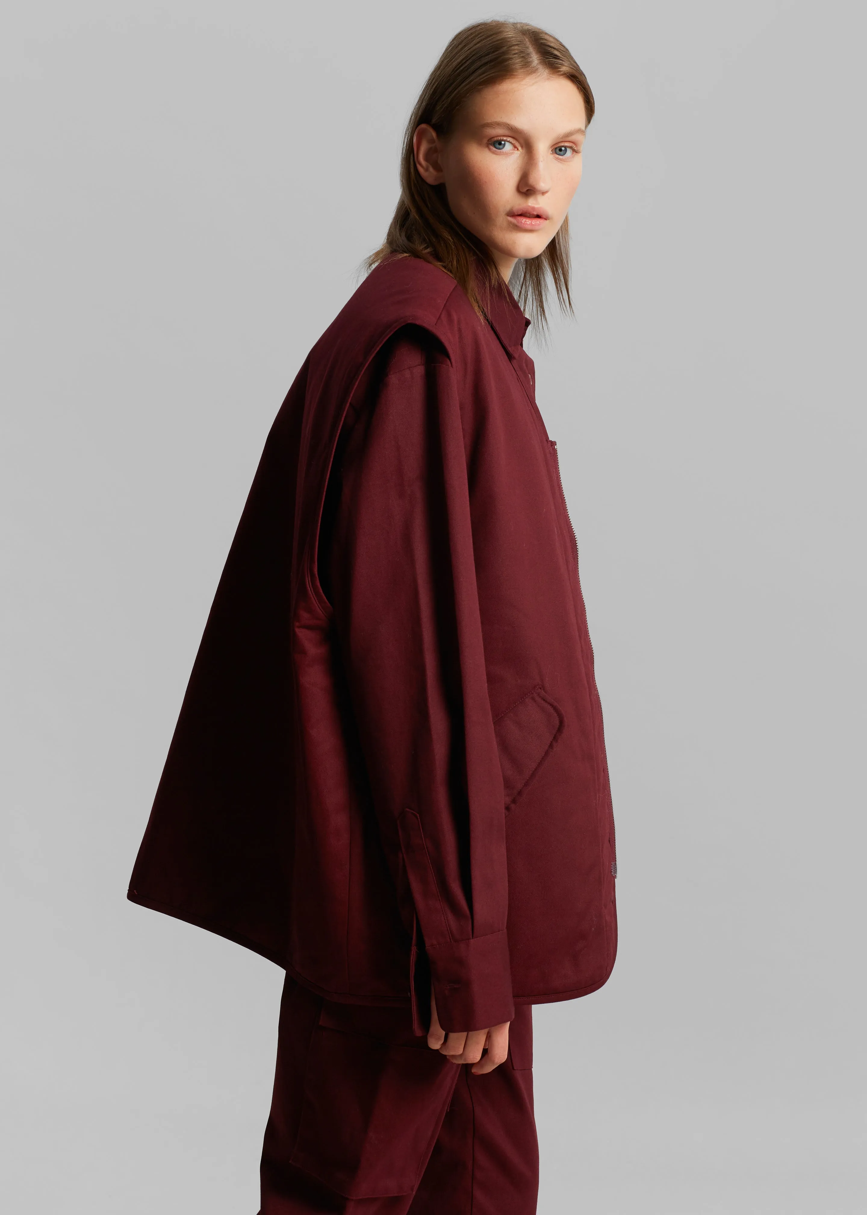 Devon Wide Zip Vest - Burgundy sold by Frankie Shop product image thumbnail 2