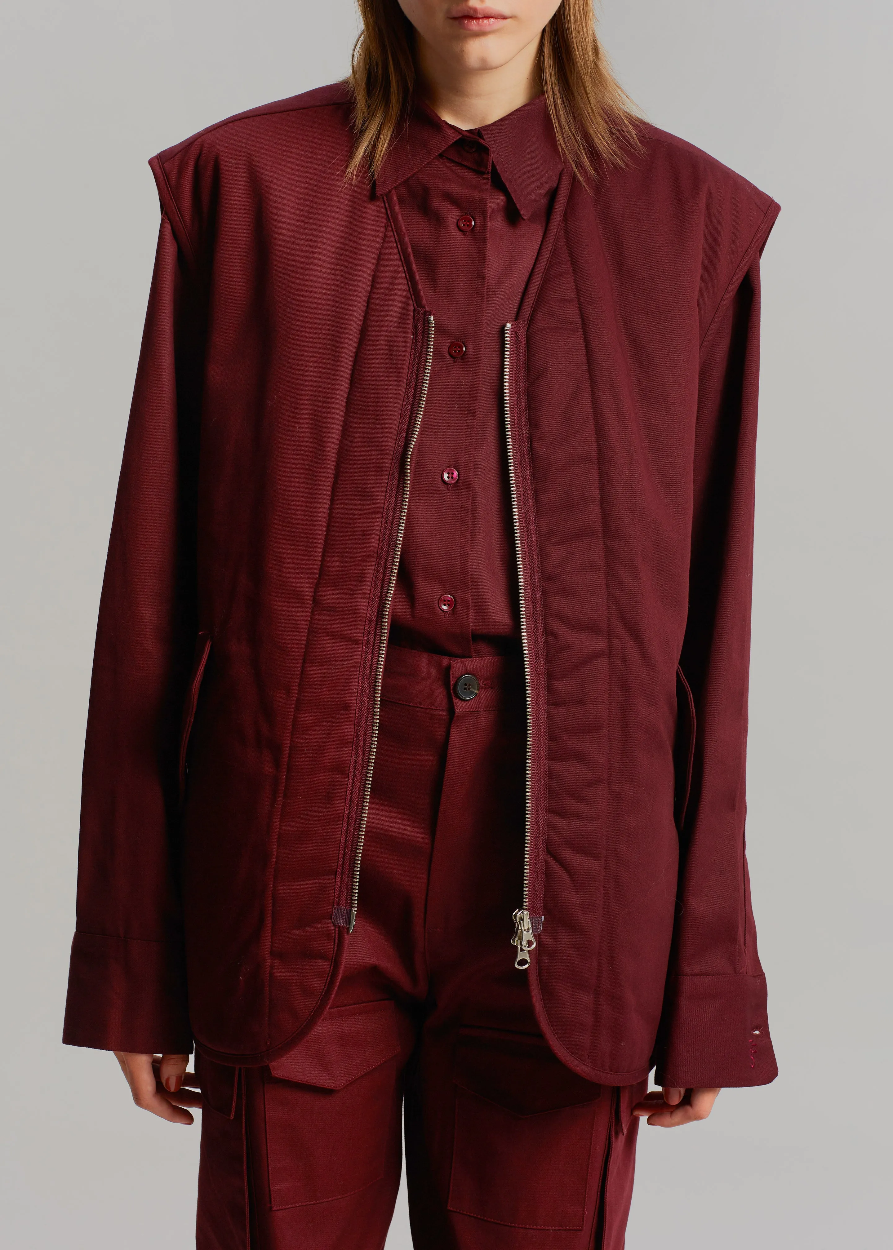 Devon Wide Zip Vest - Burgundy sold by Frankie Shop product image thumbnail 5