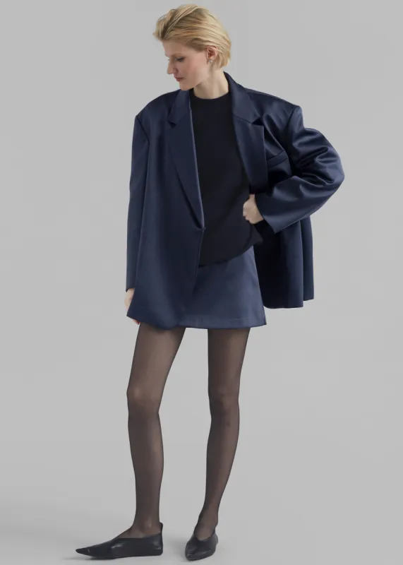 Jo Satin Mini Skirt - Navy sold by Frankie Shop
