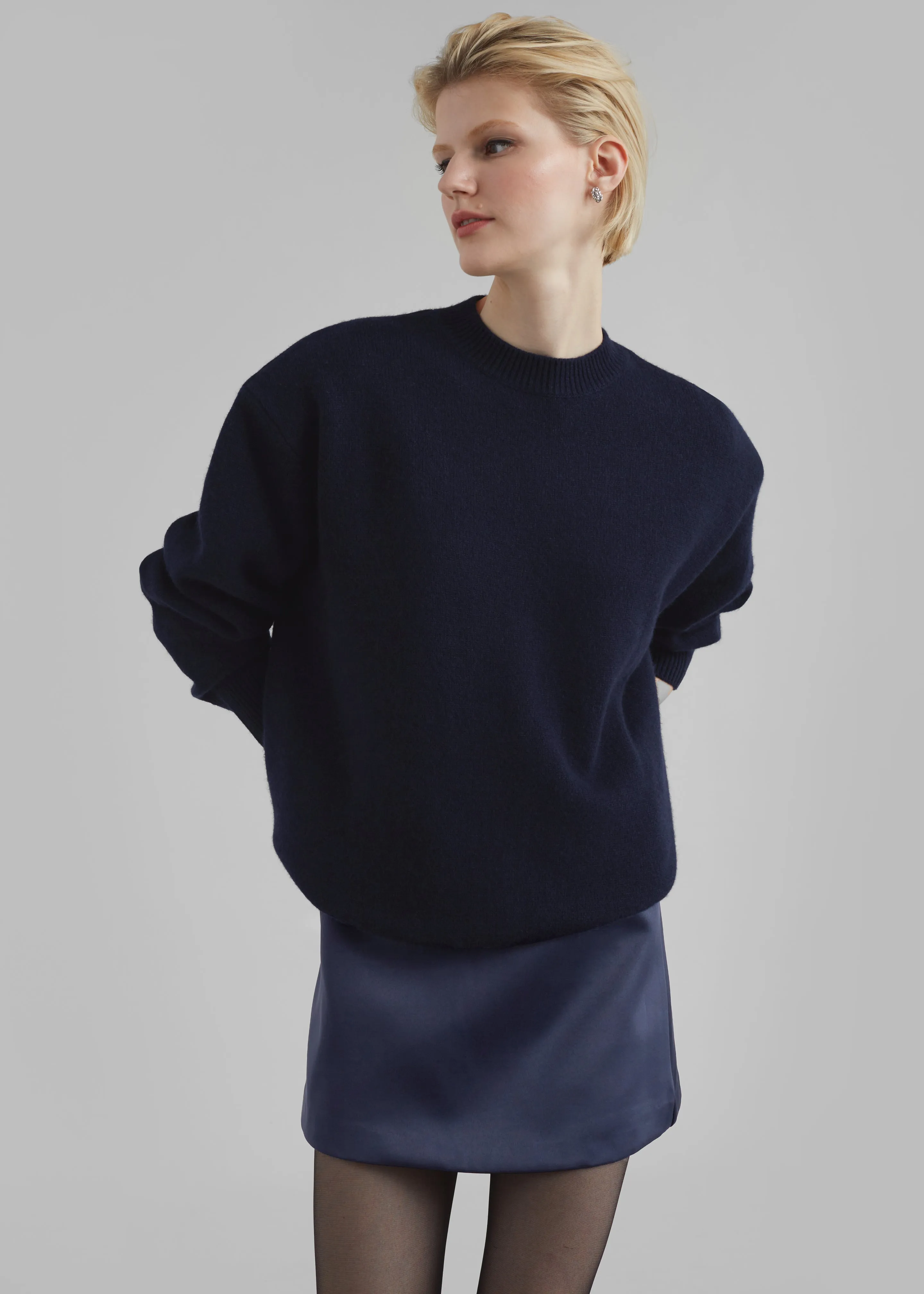 Jo Satin Mini Skirt - Navy sold by Frankie Shop product image thumbnail 4