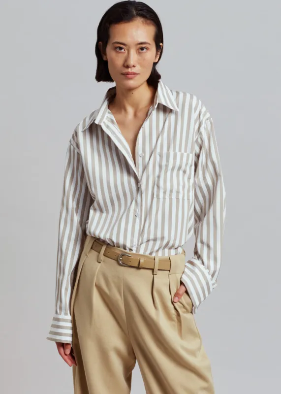 Lui Stripe Shirt - Sand sold by Frankie Shop