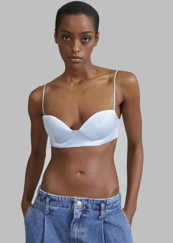 Bevza Seashell Short Bustier Top- Light Sky Blue made by Frankie Shop