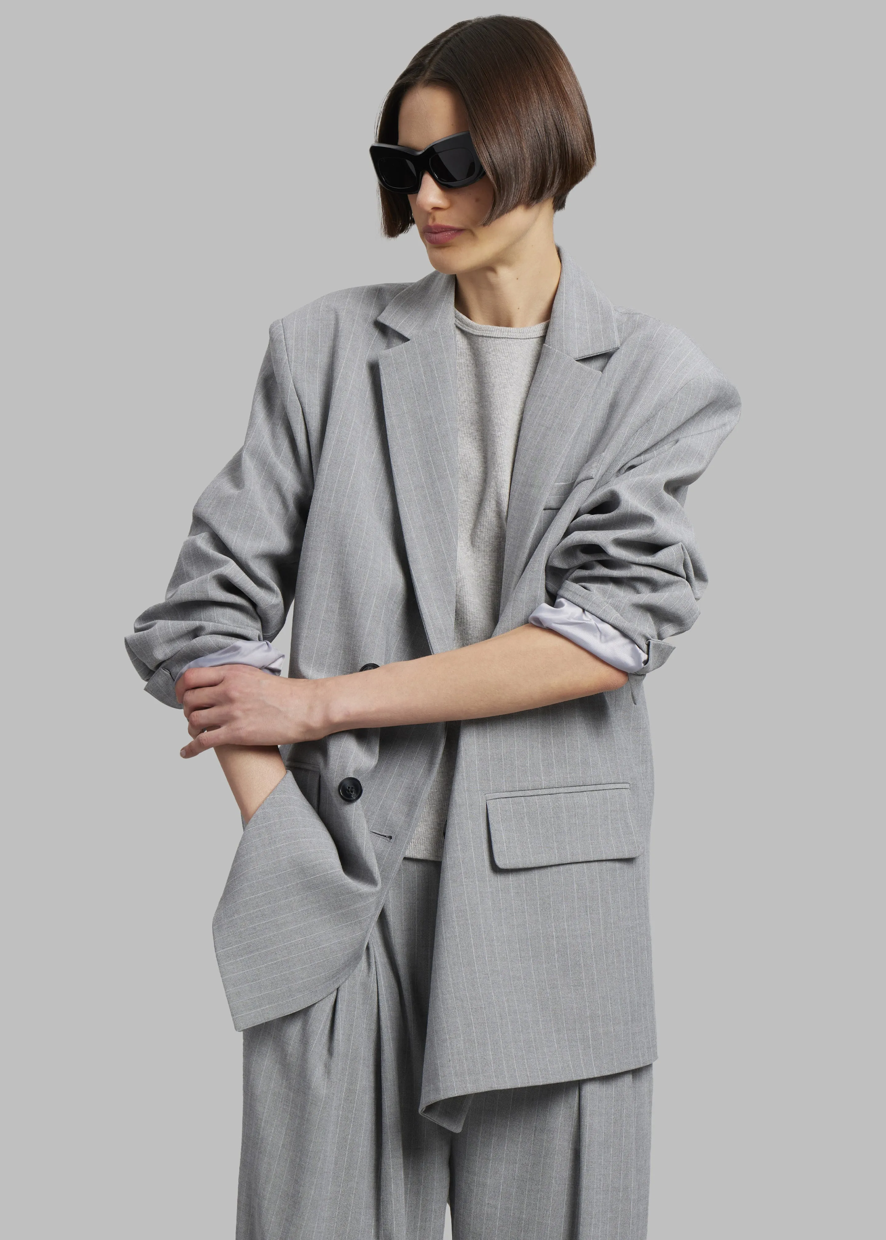 Sybil Blazer - Grey Pinstripe sold by Frankie Shop product image thumbnail 5