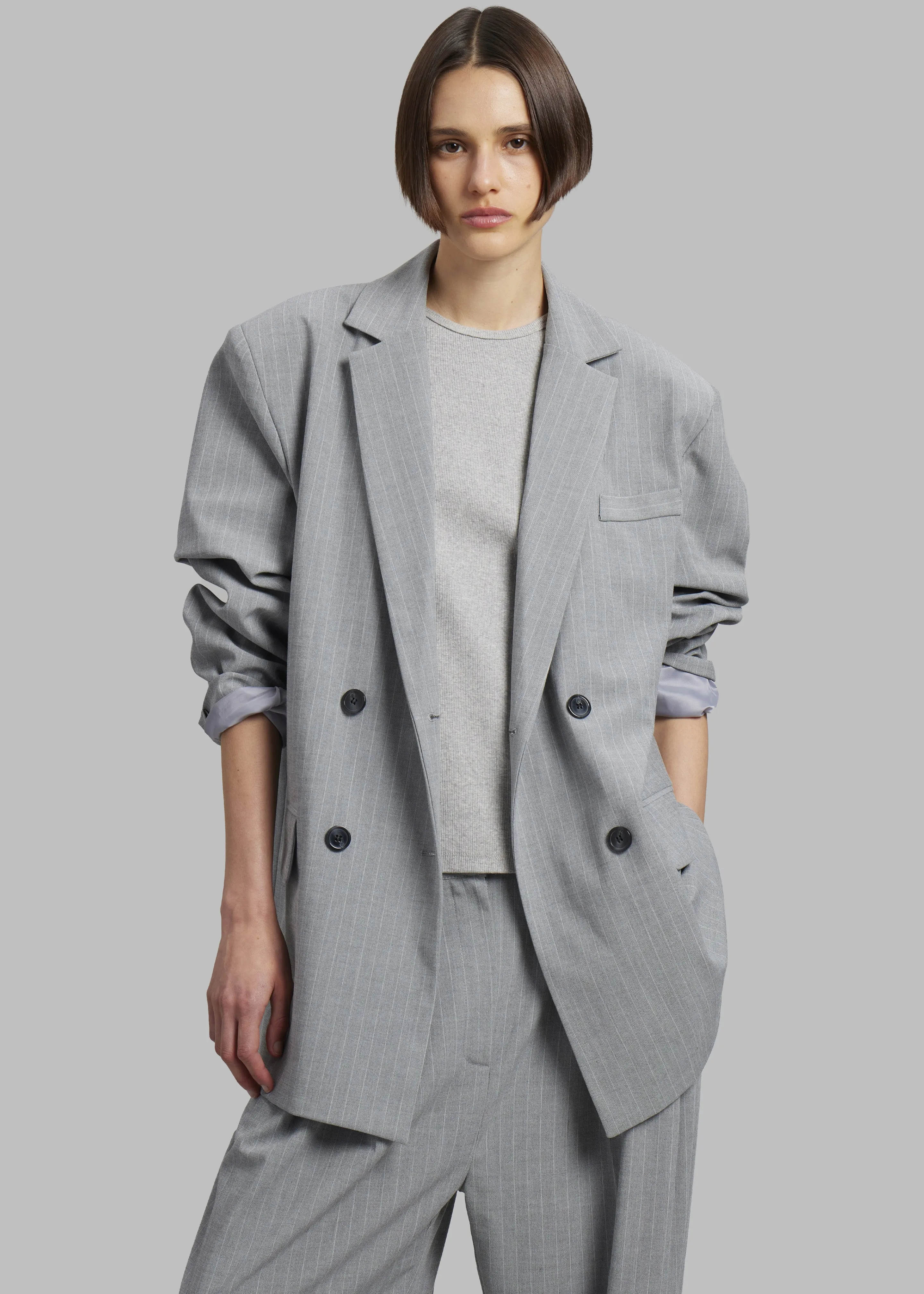 Sybil Blazer - Grey Pinstripe sold by Frankie Shop
