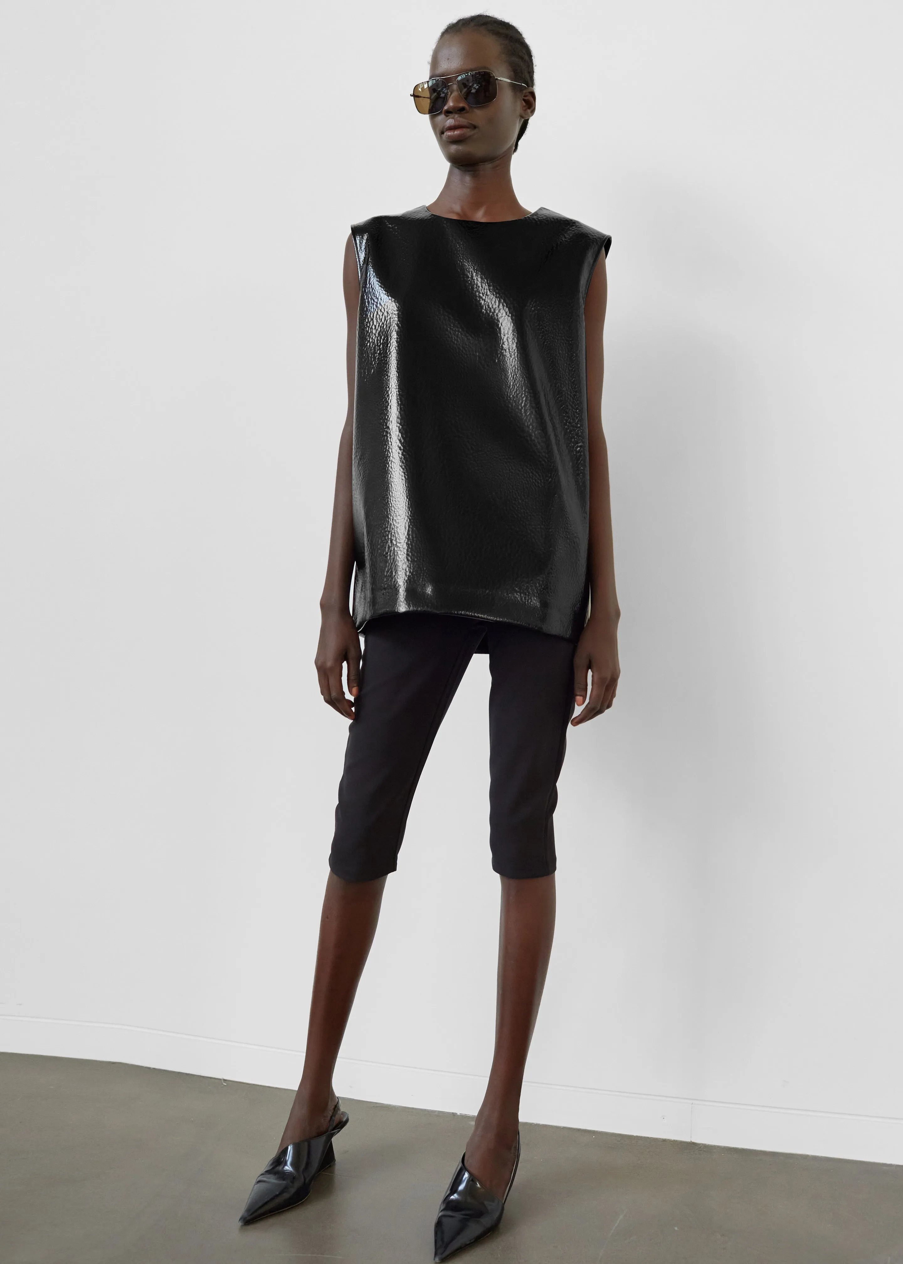 Amaris Crackled Faux Leather Tank Top - Black sold by Frankie Shop product image thumbnail 5