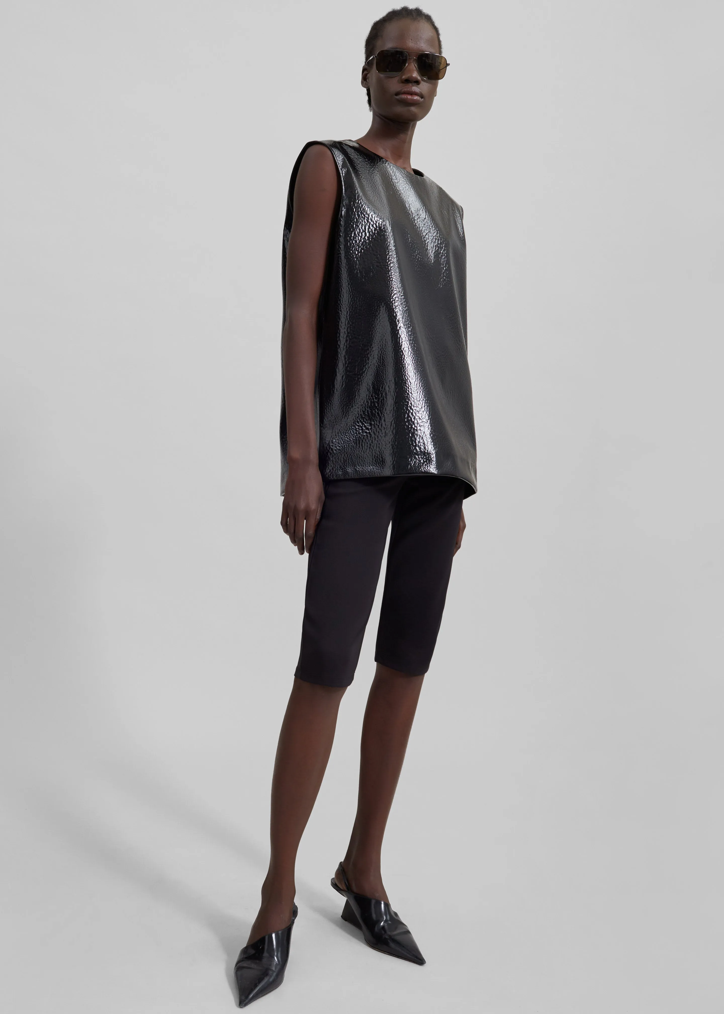 Amaris Crackled Faux Leather Tank Top - Black sold by Frankie Shop product image thumbnail 3