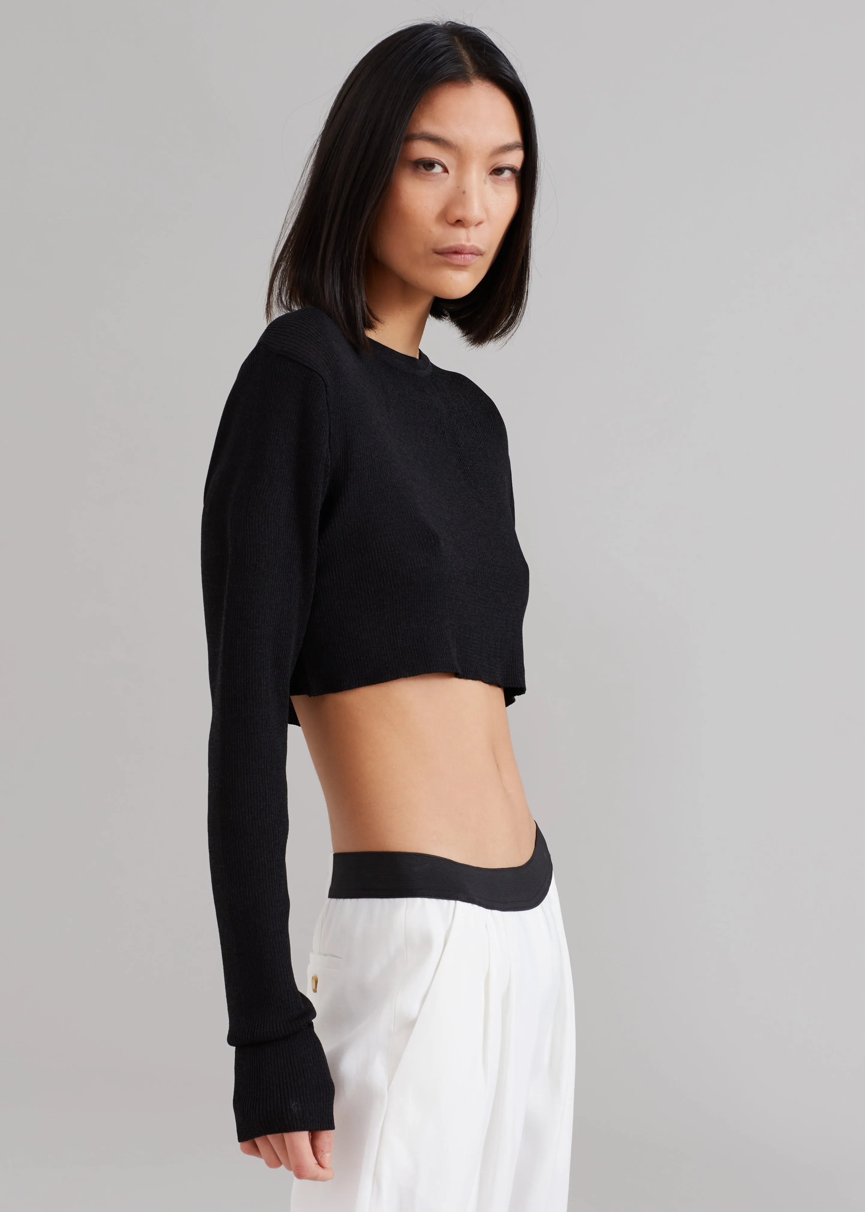 Kaz Cropped Knit Top - Black sold by Frankie Shop product image thumbnail 4