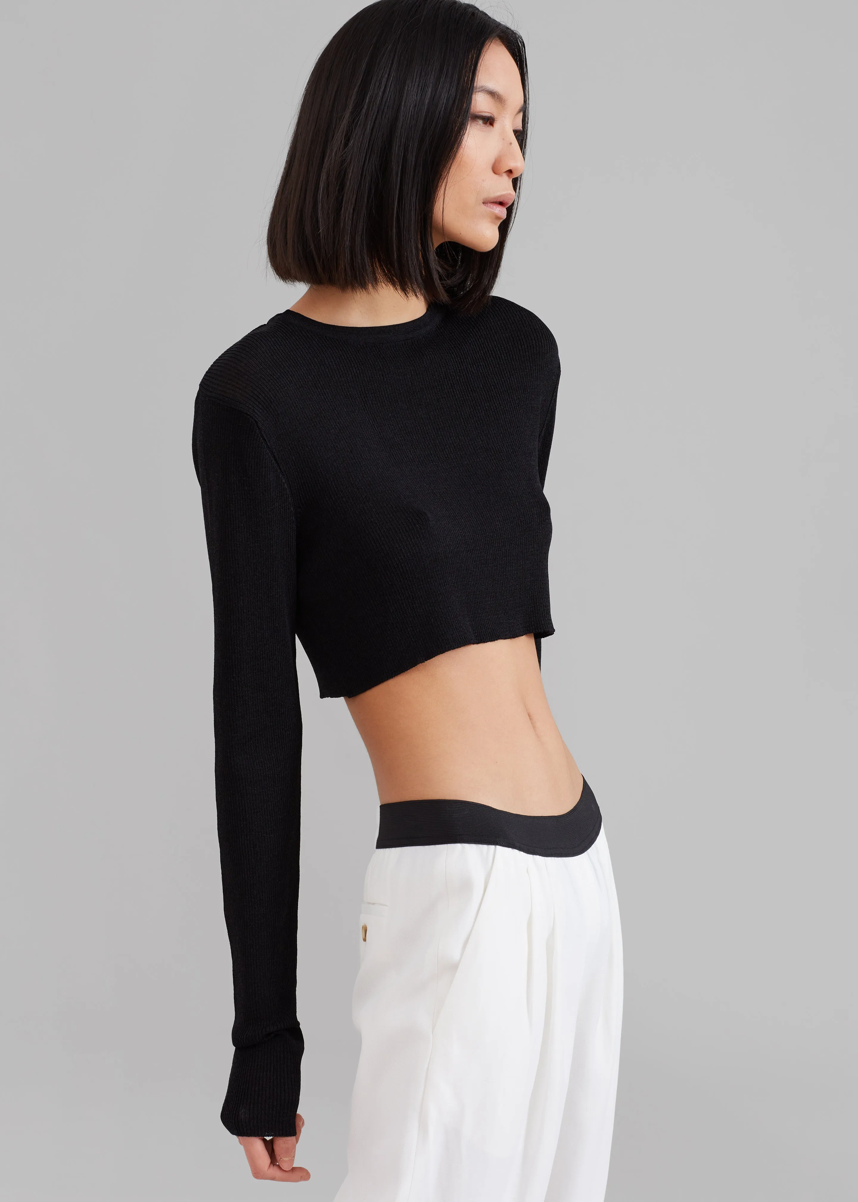 Kaz Cropped Knit Top - Black sold by Frankie Shop