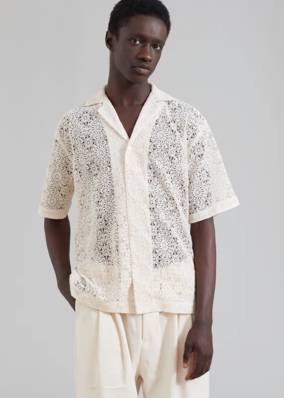 RĂ³he Resort Crochet Shirt - Ivory sold by Frankie Shop