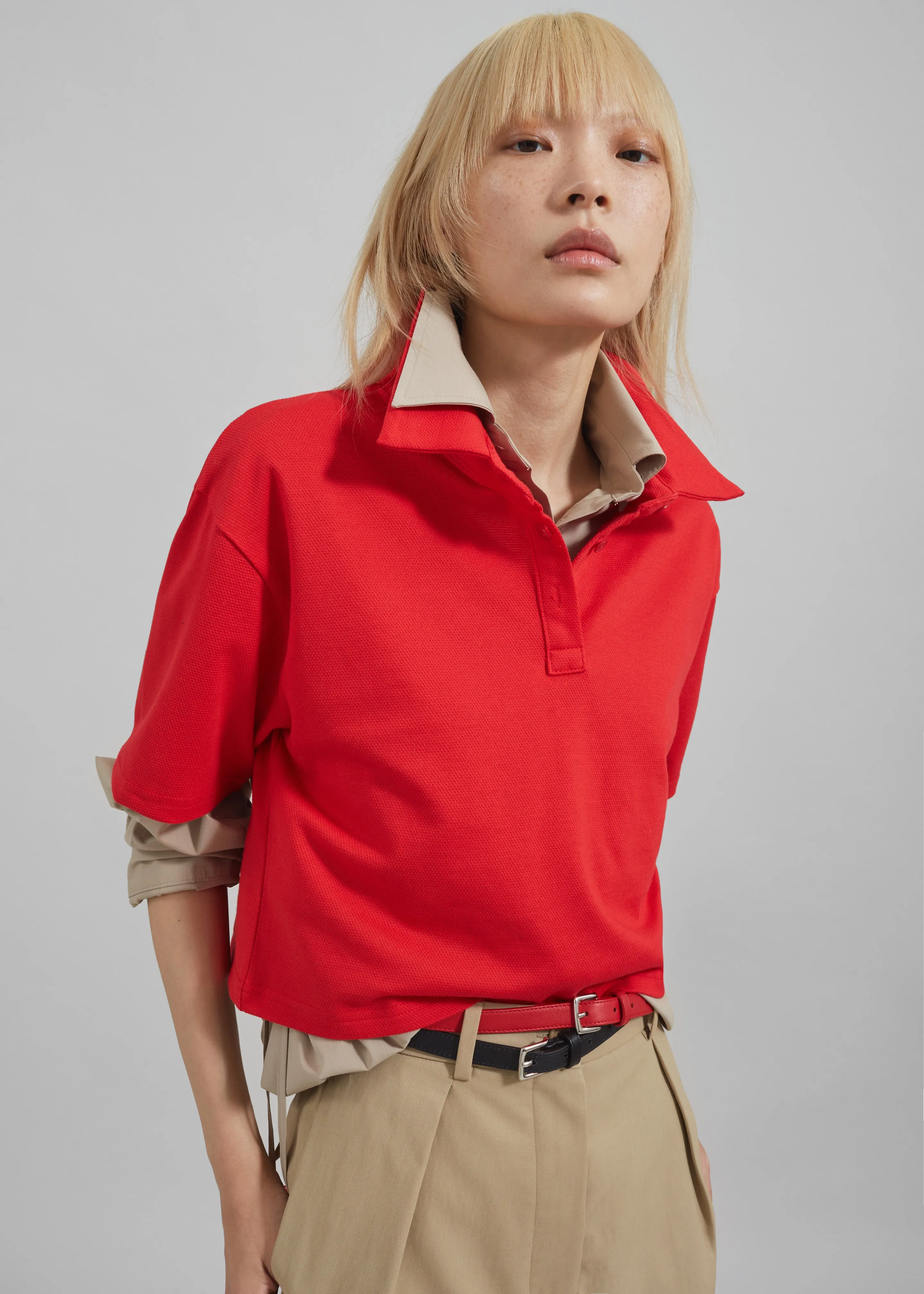 Dawson Cropped Polo - Red sold by Frankie Shop product image thumbnail 3
