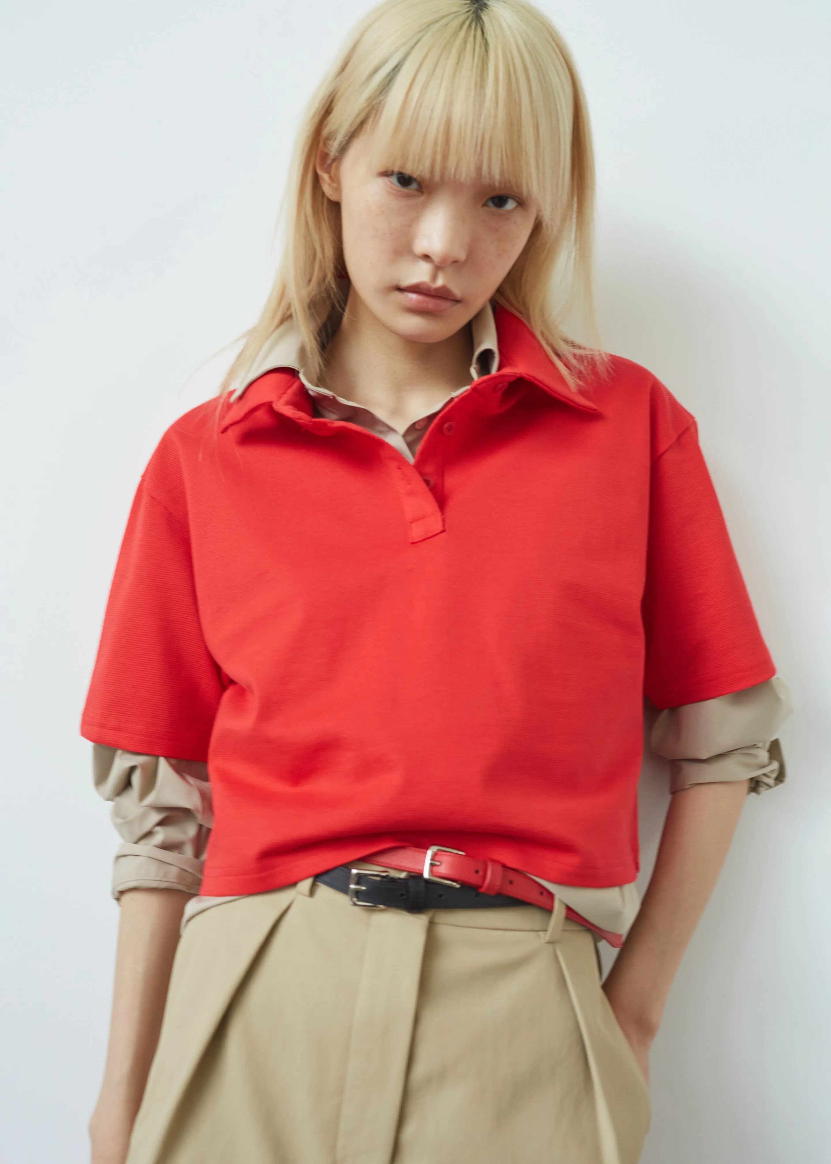 Dawson Cropped Polo - Red sold by Frankie Shop product image thumbnail 5