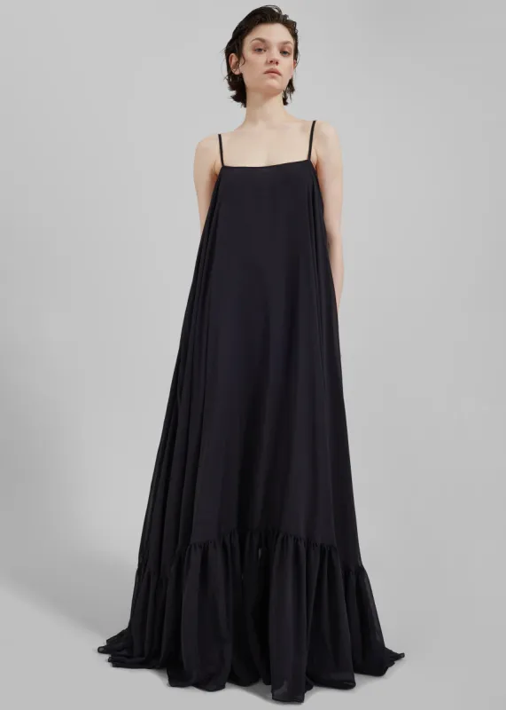 Rotate Chiffon Maxi Wide Dress - Black made by Frankie Shop