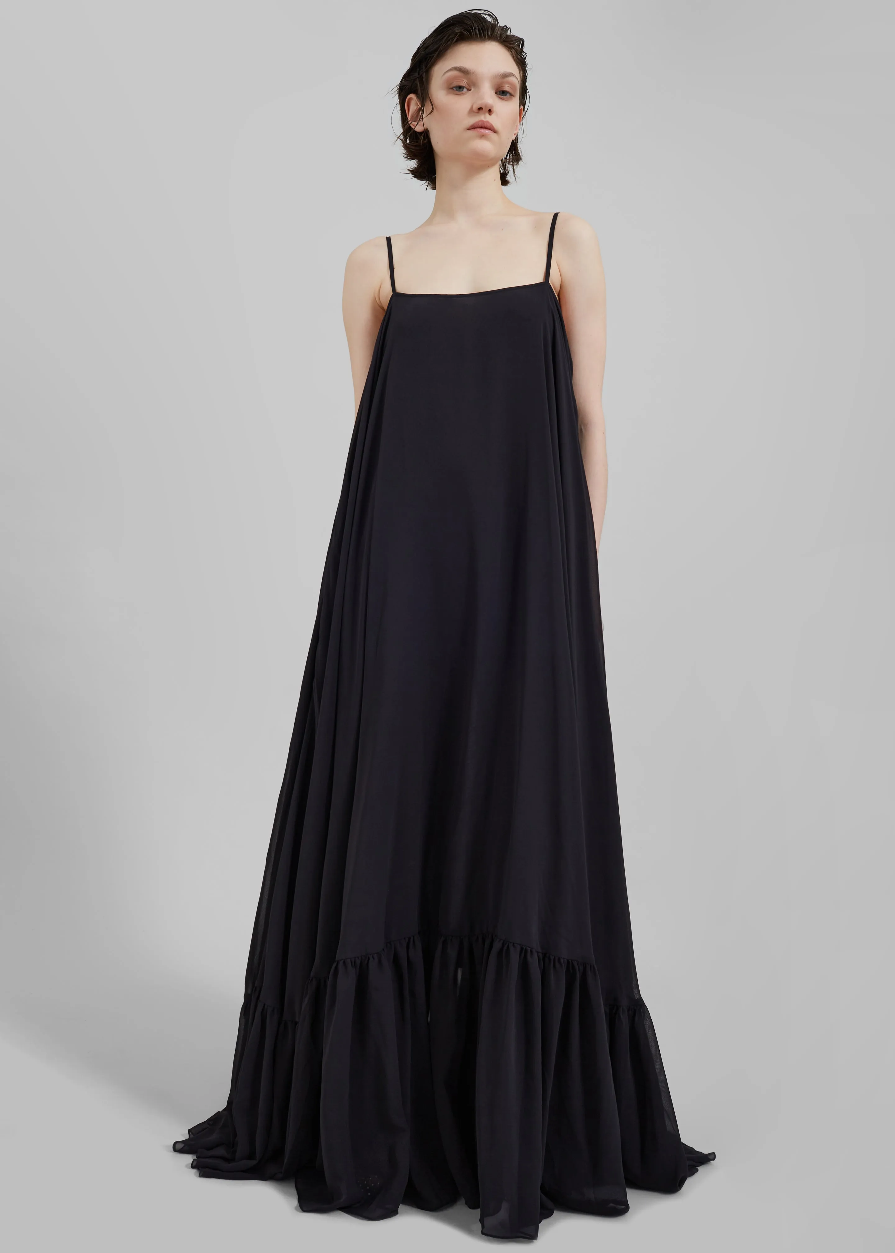 Rotate Chiffon Maxi Wide Dress - Black sold by Frankie Shop
