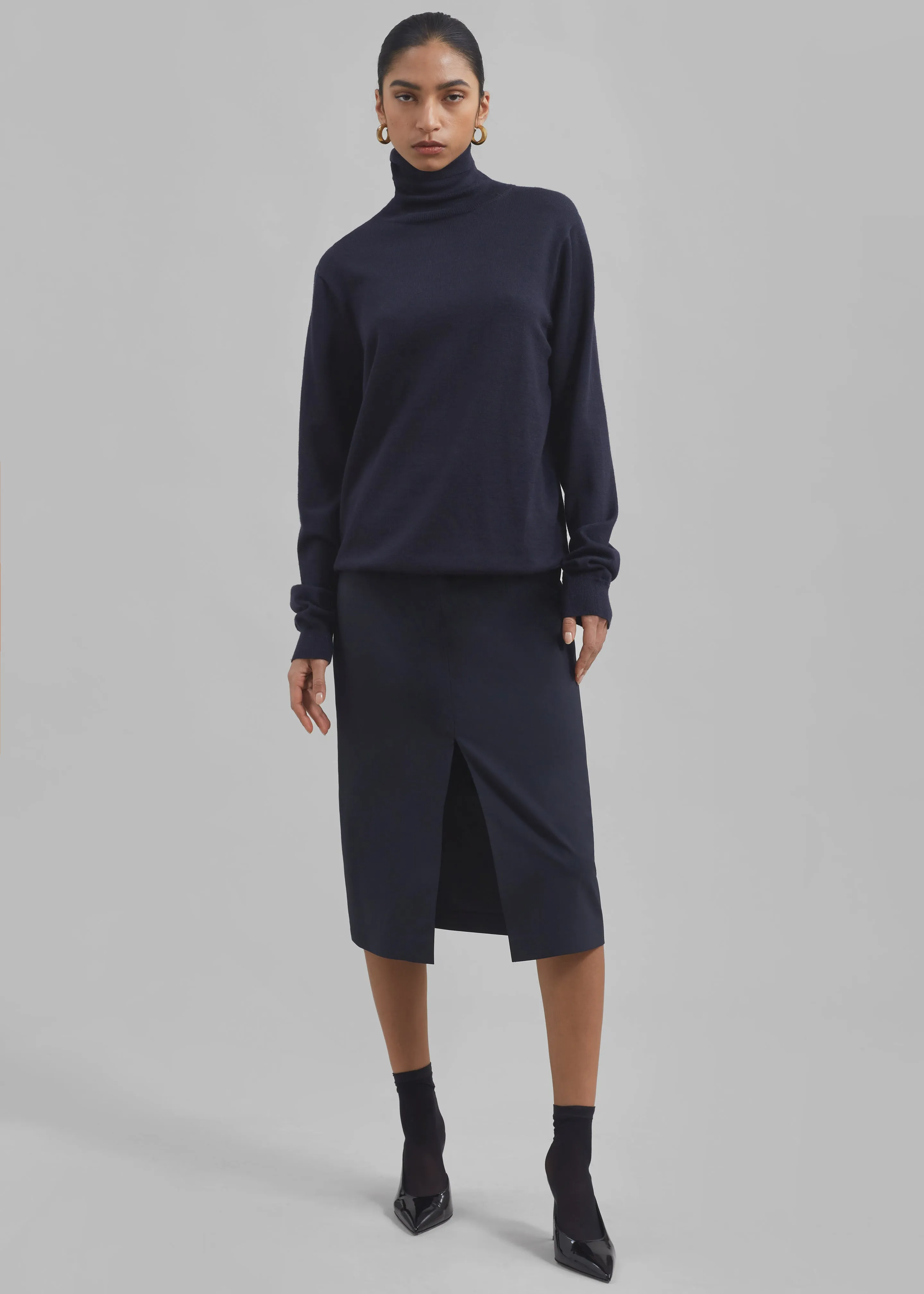 Brooklyn Midi Skirt - Navy sold by Frankie Shop