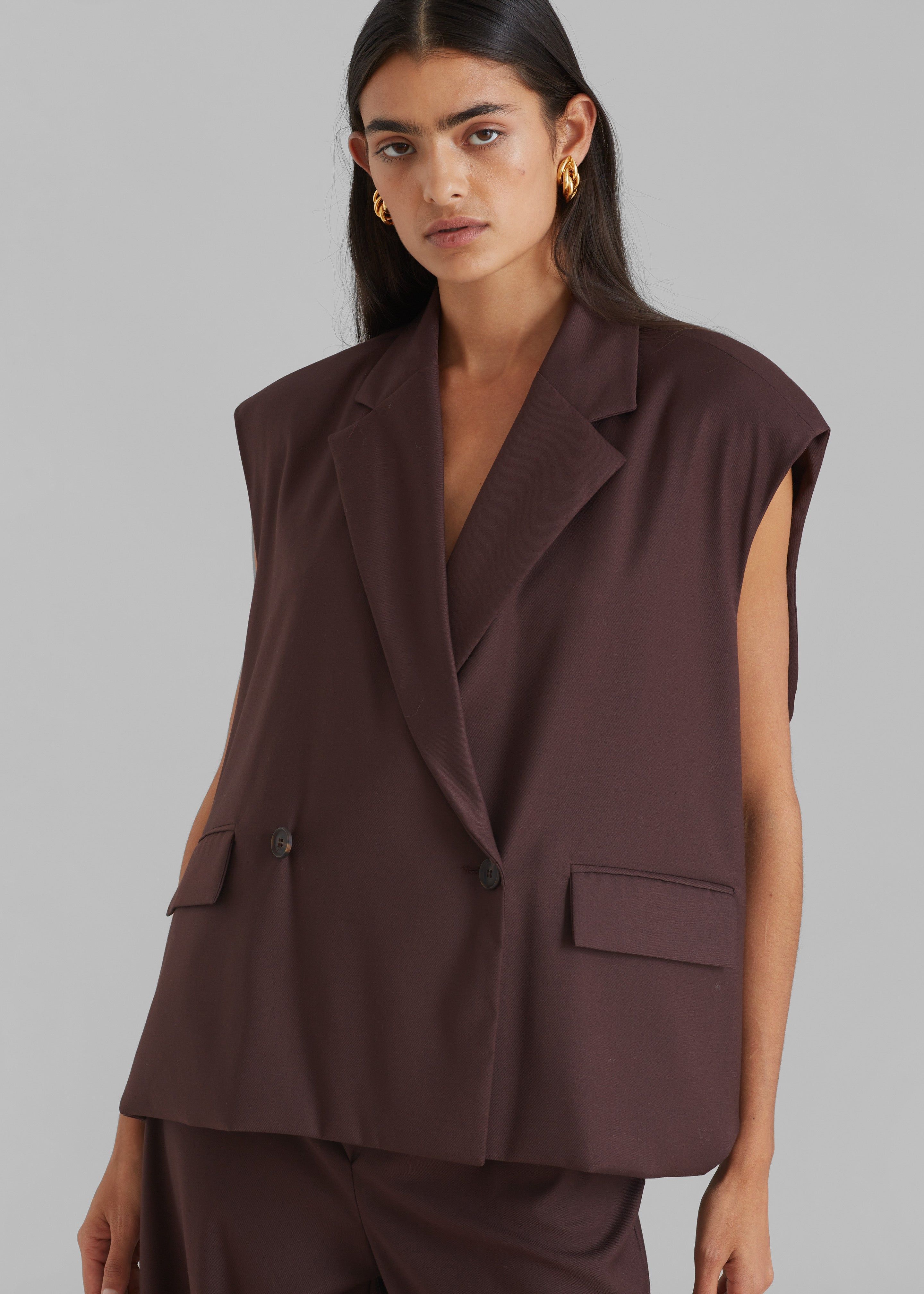 Brenna Belted Blazer Vest - Burgundy sold by Frankie Shop product image thumbnail 2