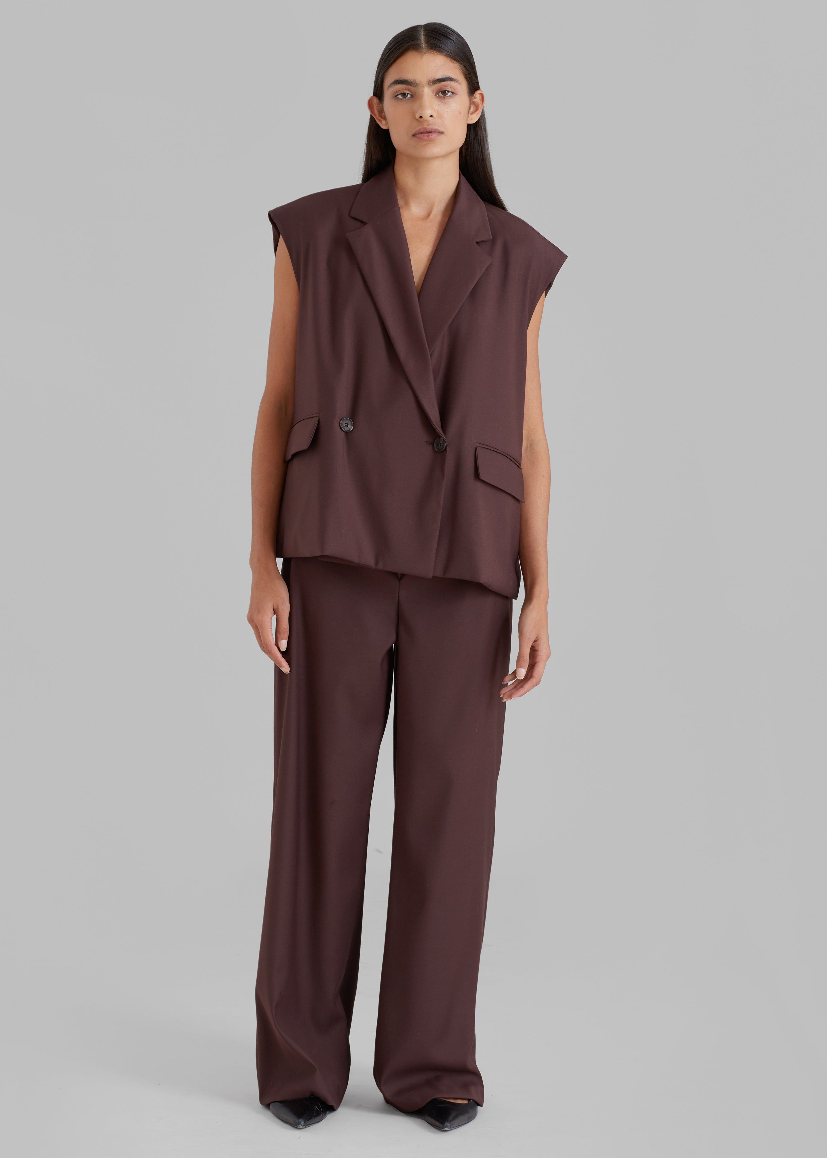 Brenna Belted Blazer Vest - Burgundy sold by Frankie Shop product image thumbnail 4