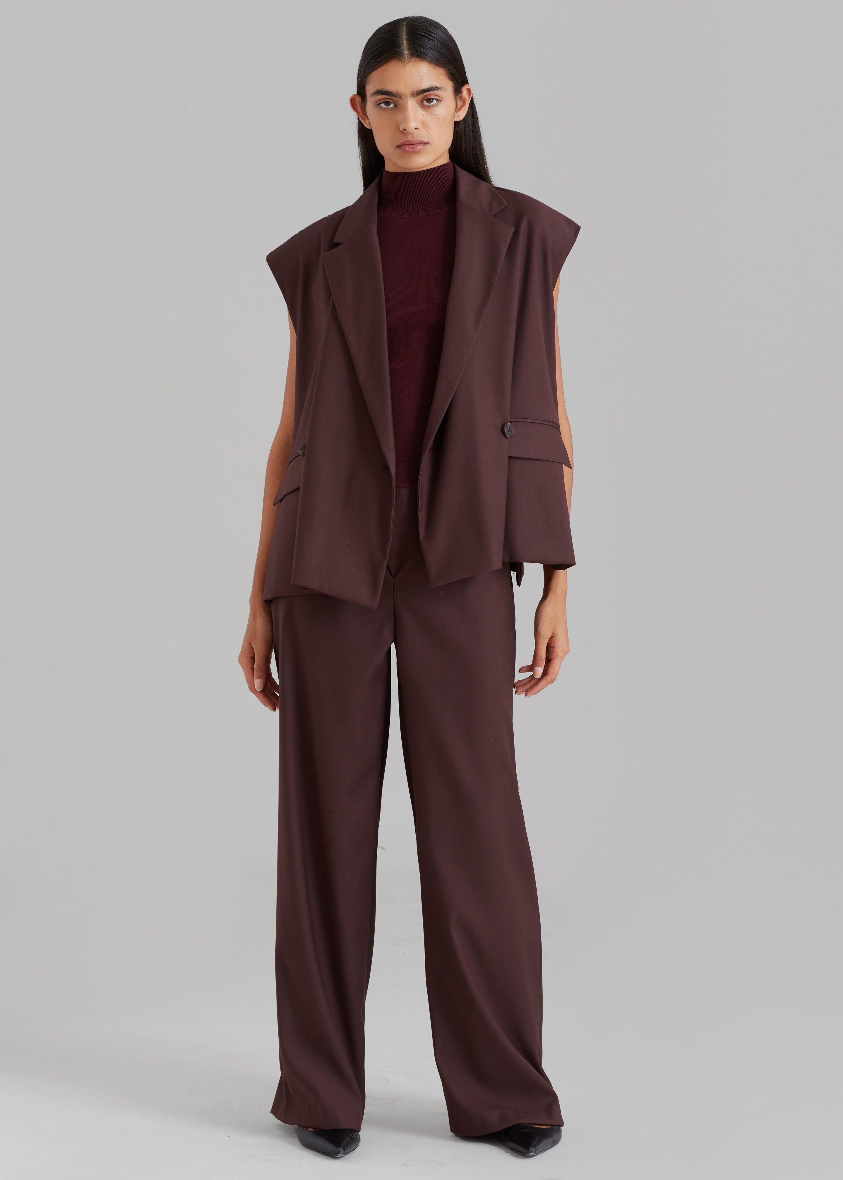 Brenna Belted Blazer Vest - Burgundy sold by Frankie Shop product image thumbnail 3