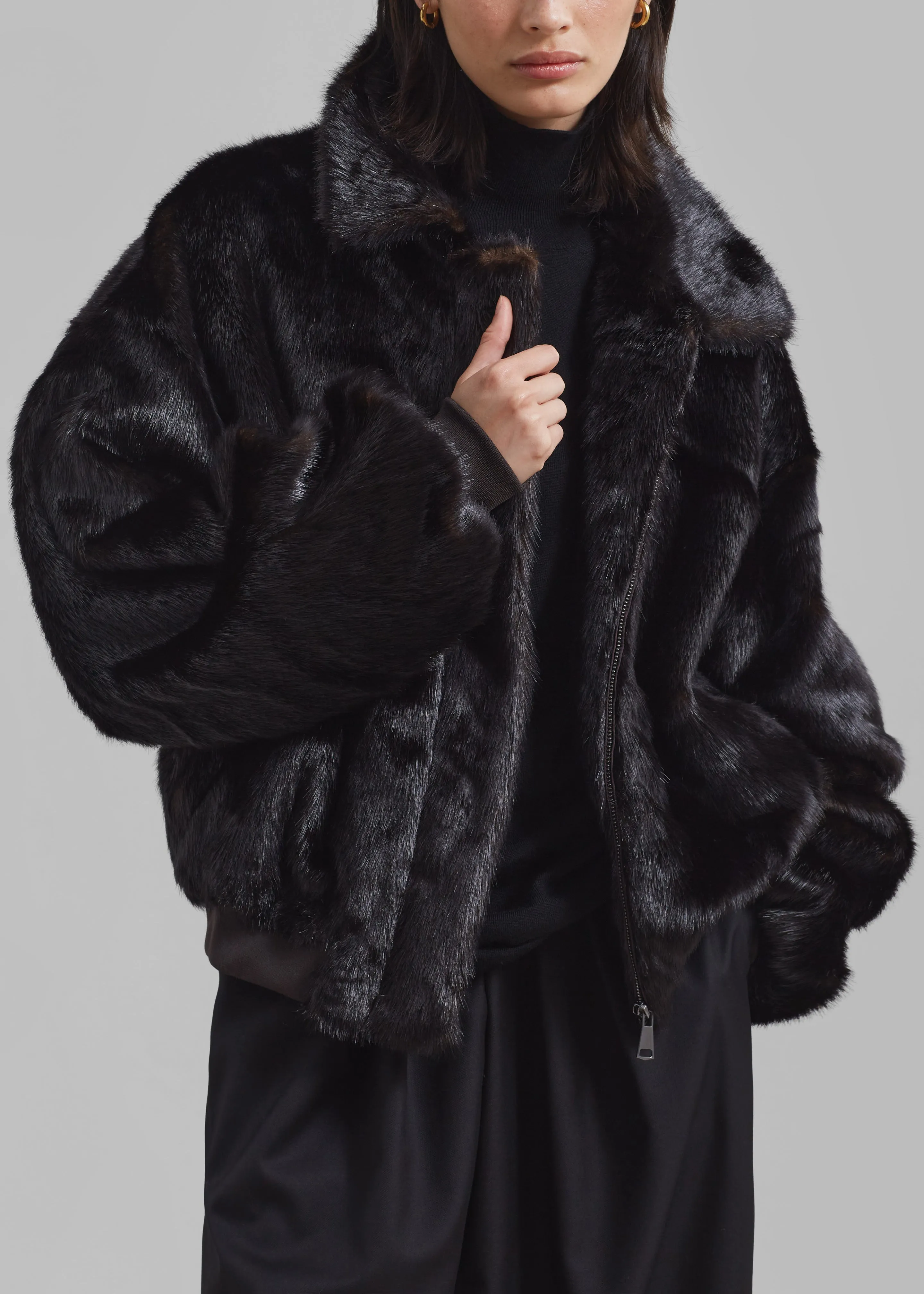 Pam Faux Fur Bomber - Dark Espresso sold by Frankie Shop product image thumbnail 4