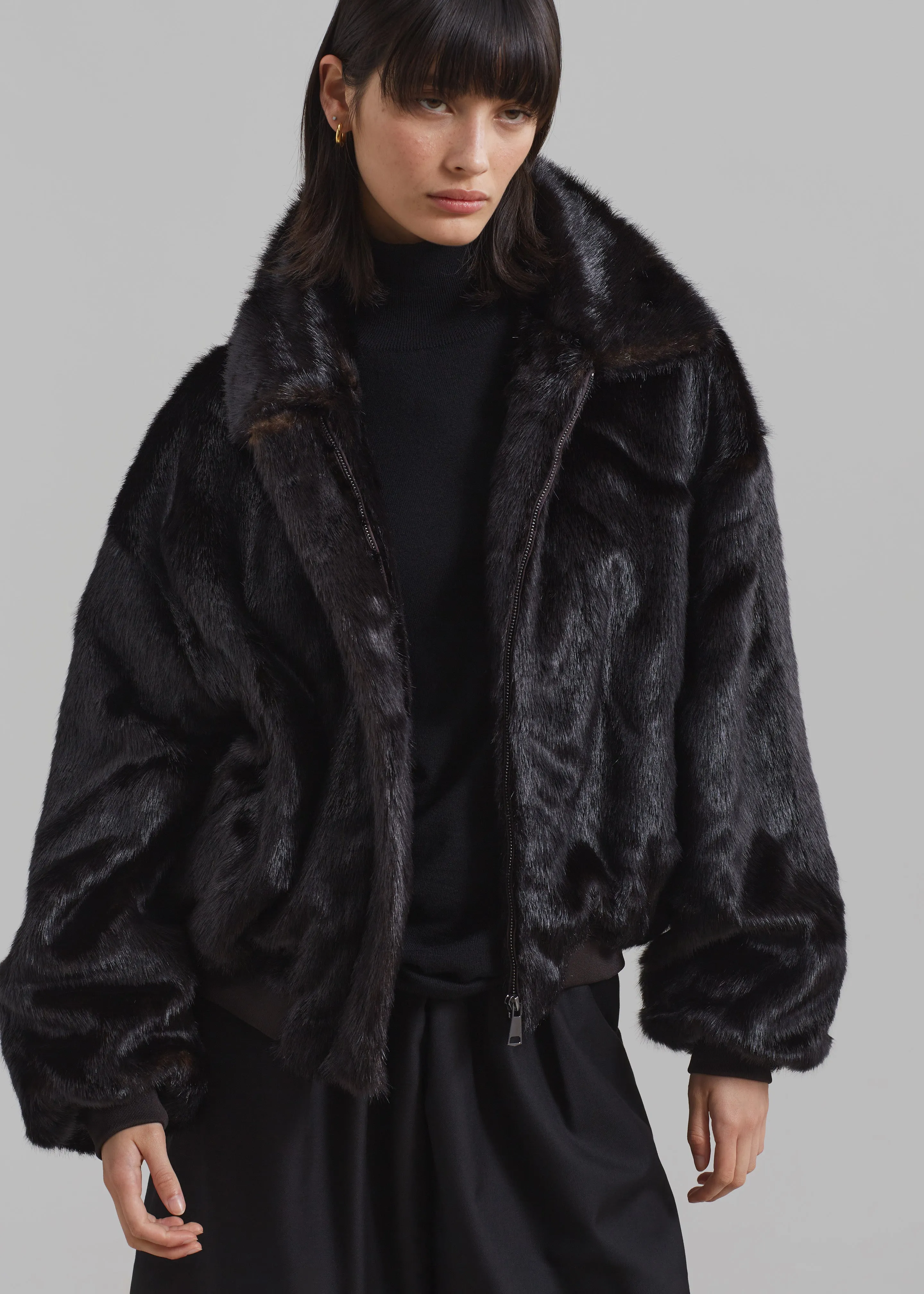 Pam Faux Fur Bomber - Dark Espresso sold by Frankie Shop